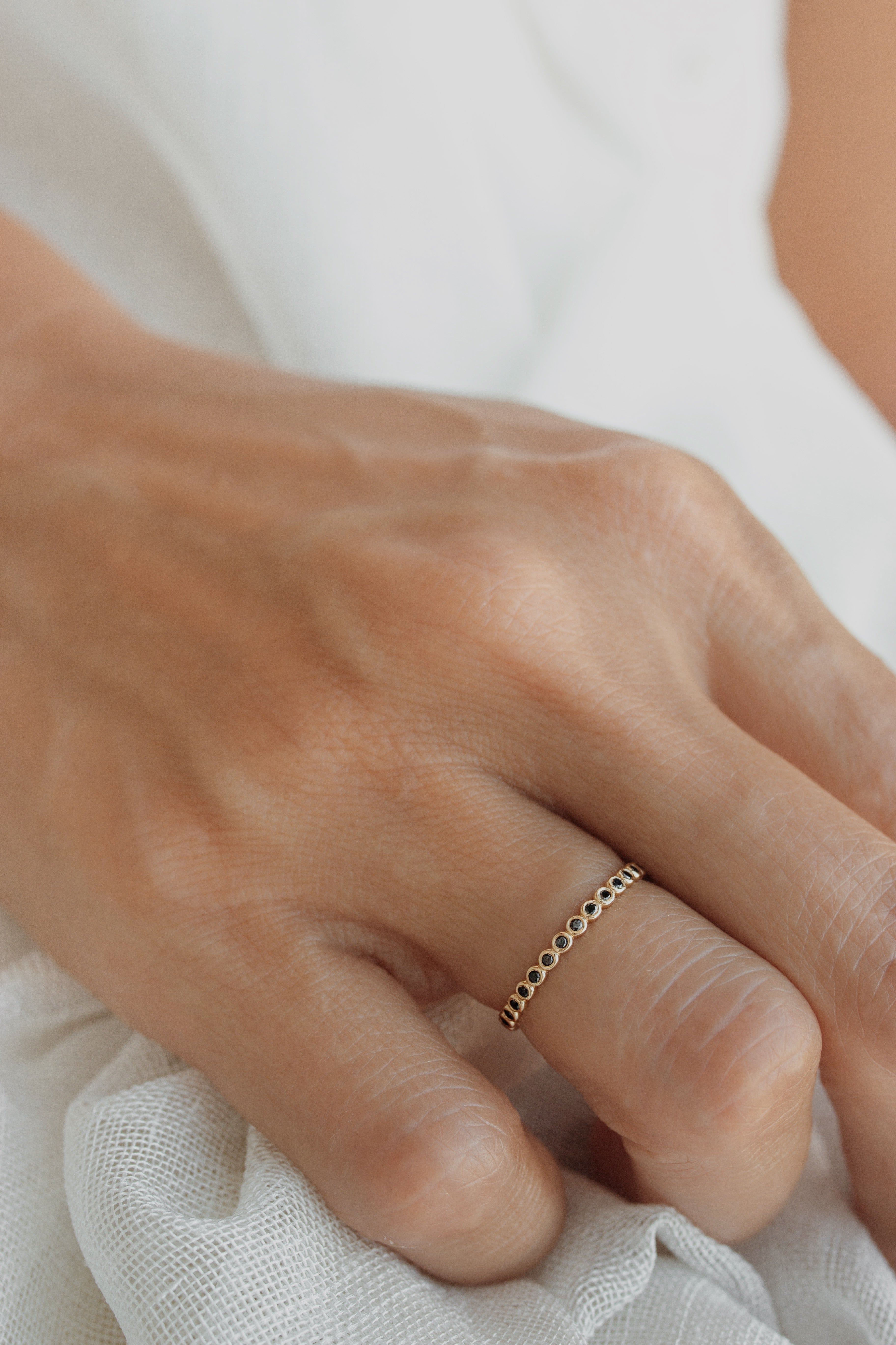 Bezel Black Diamond Stacking Ring Orizzo fine jewelry