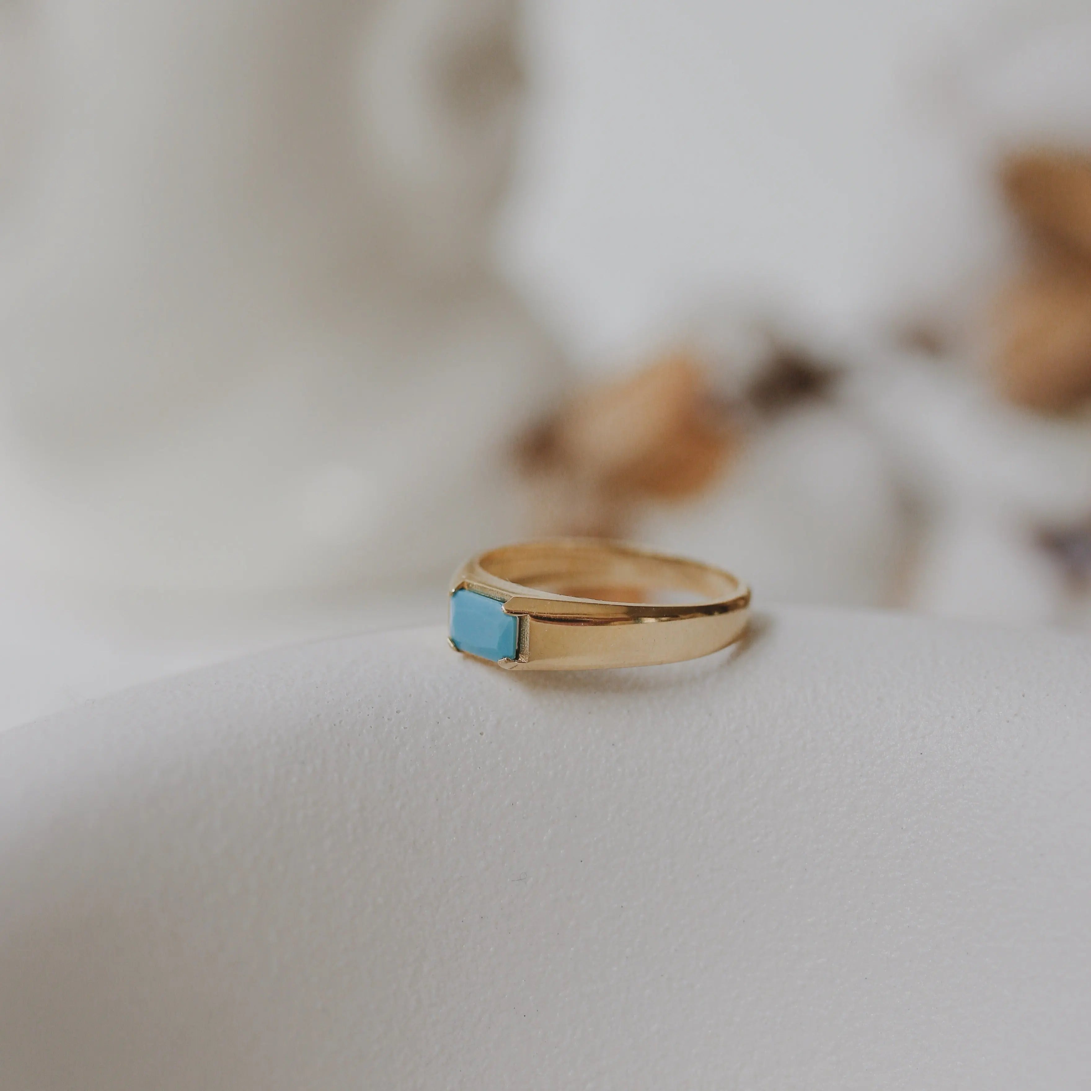 Turquoise Signet Ring In 14k Gold Orizzo fine jewelry