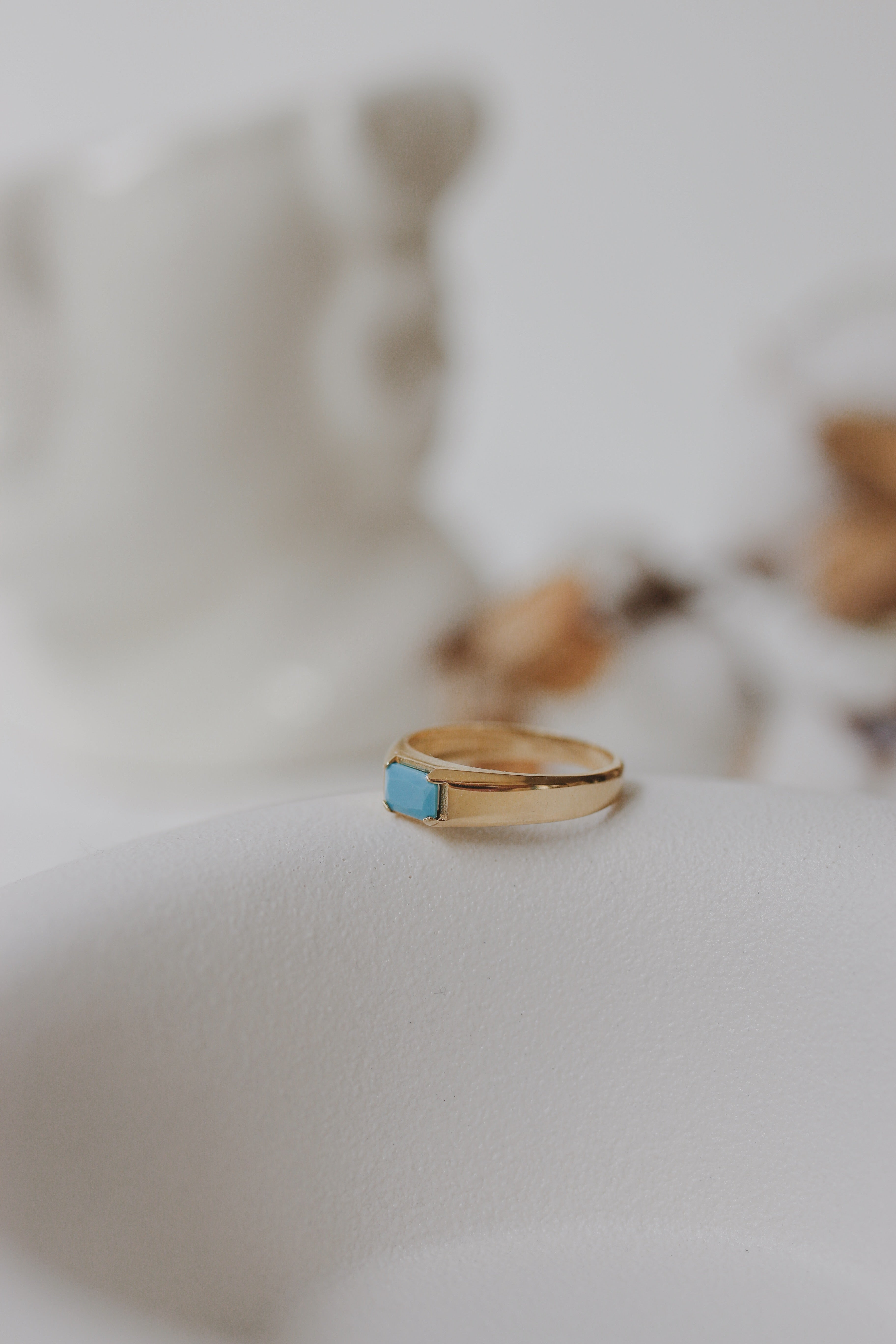 Turquoise Signet Ring In 14k Gold Orizzo fine jewelry