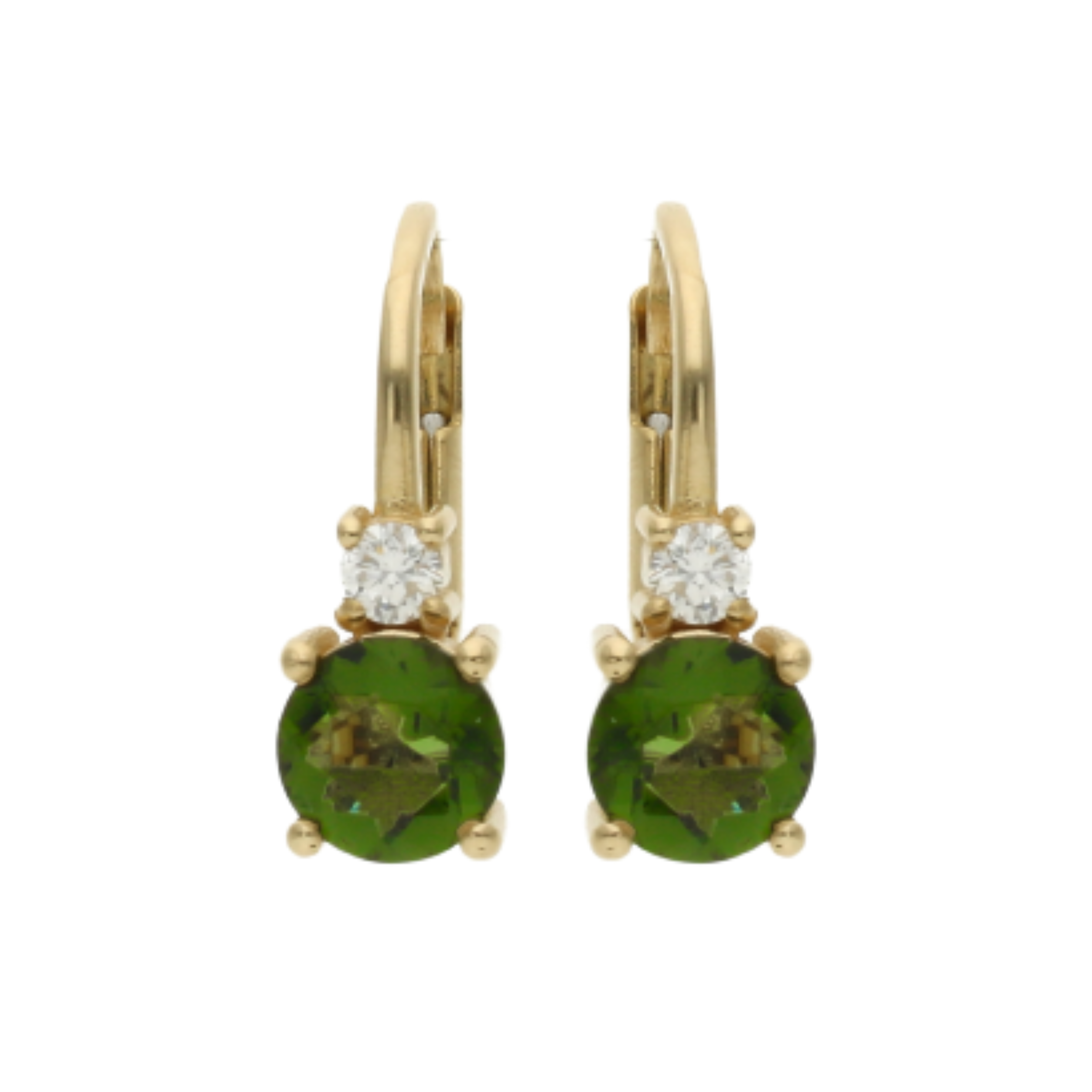 Moldavite Earrings With Diamond