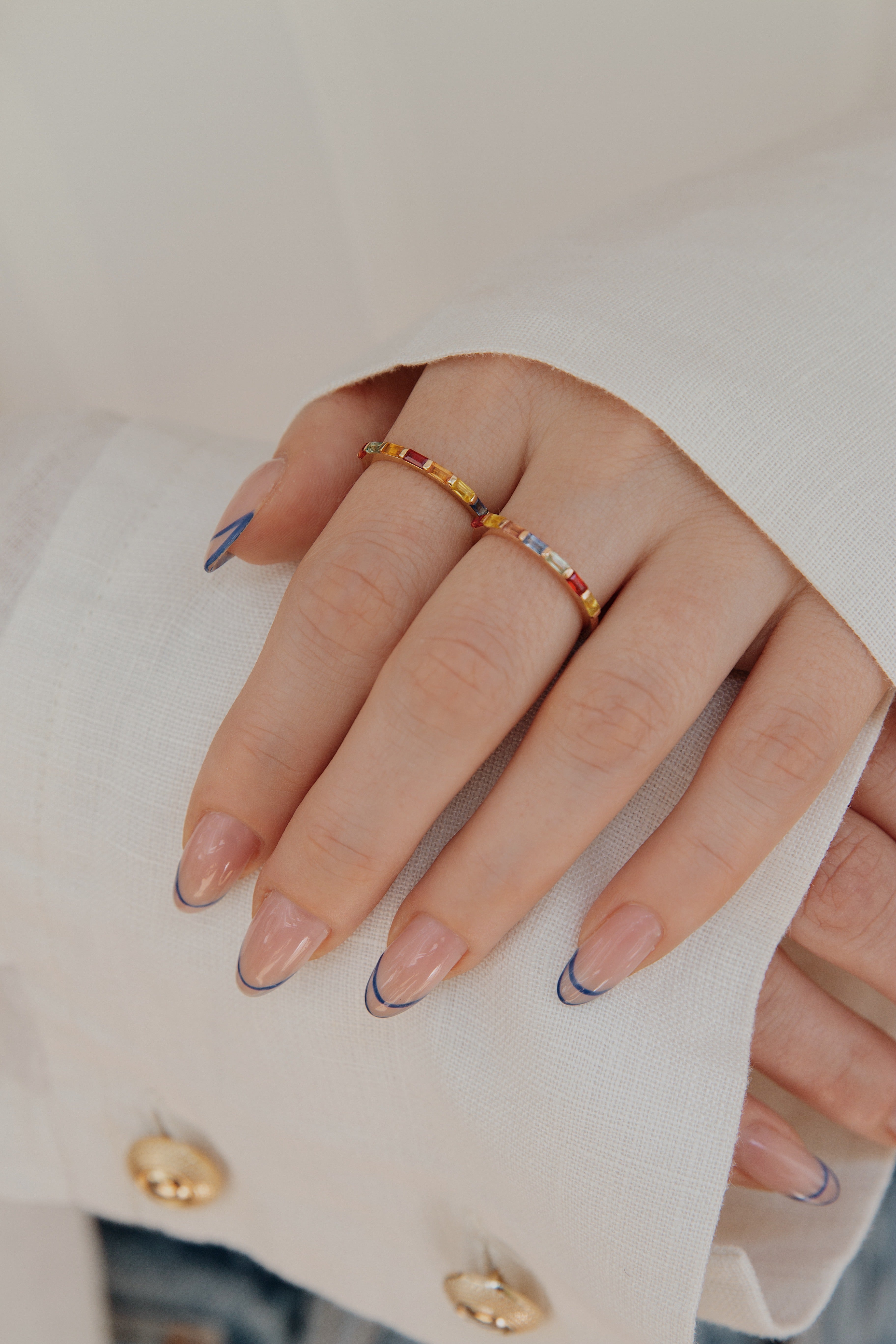 Baguette Multisapphire Wedding Band Orizzo fine jewelry