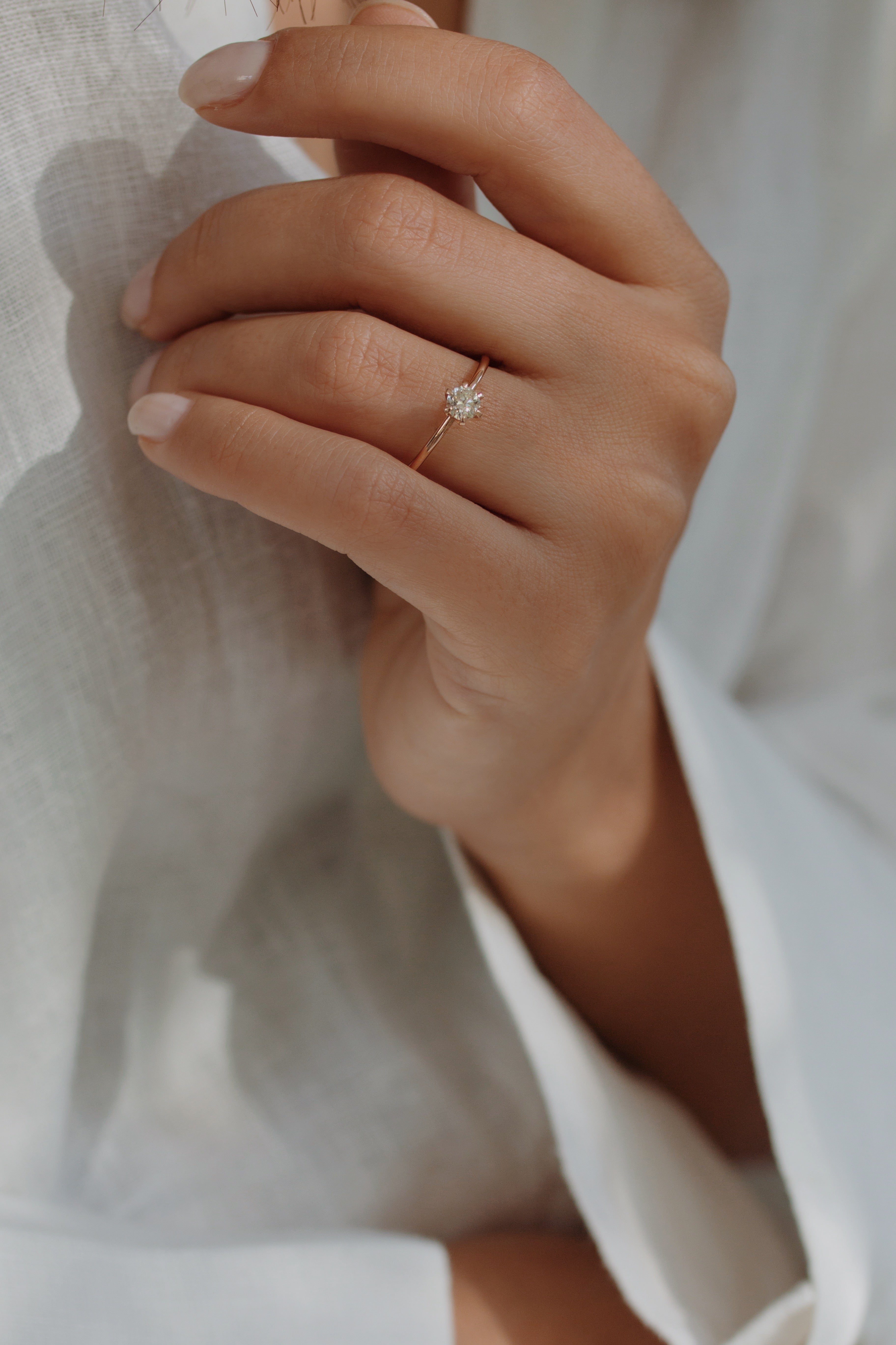 Solitaire Champagne Diamond Ring in Six Prong Setting Orizzo fine jewelry