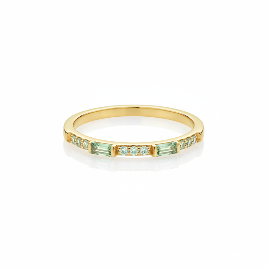 Baguette Cut Green Sapphire Eternity Ring