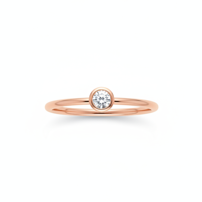 Solitärring mit Diamant im Zargenfassungs-Design aus 14K Gold