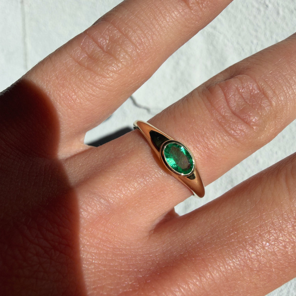 Oval Emerald Signet Ring