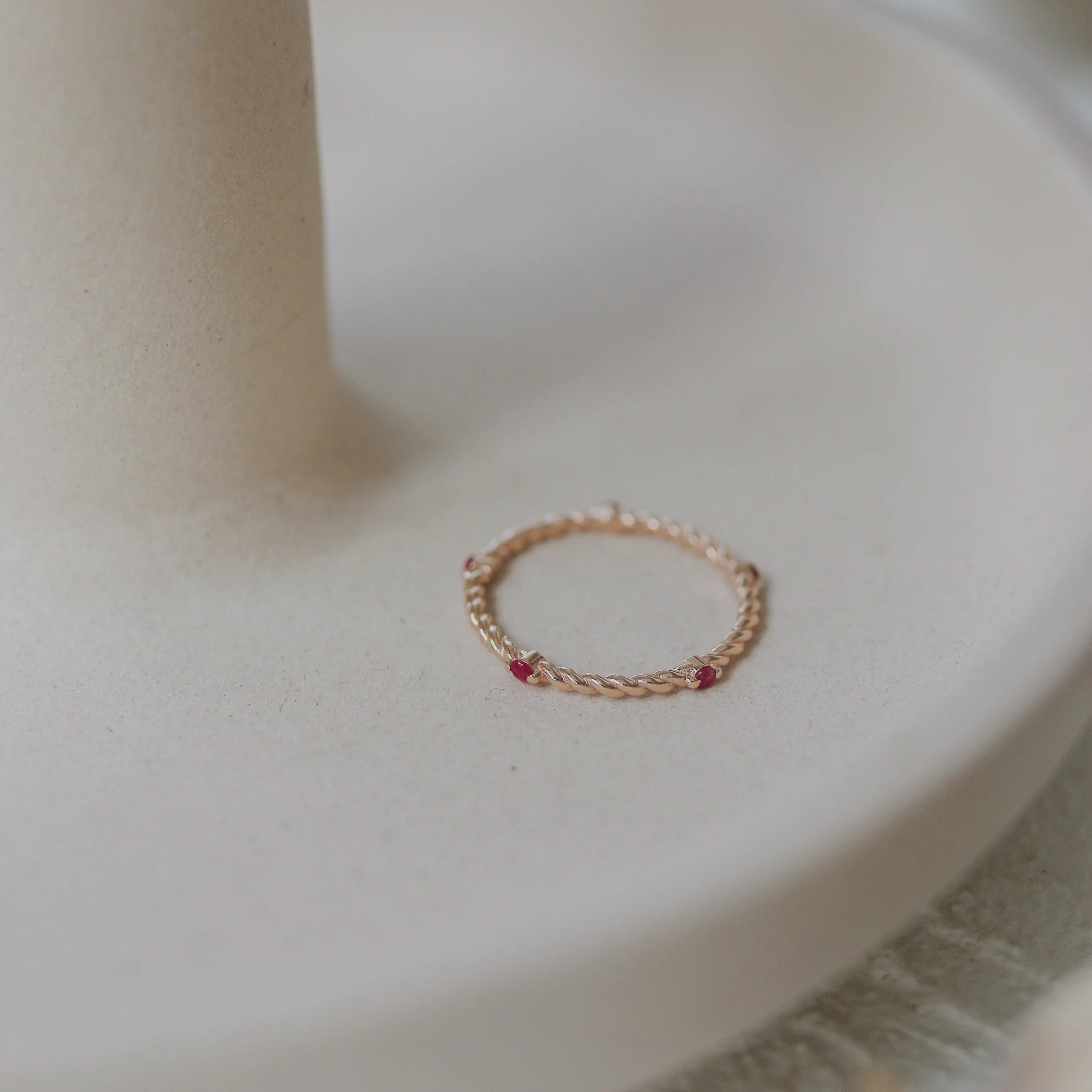 Twisted Wedding Band With Ruby Orizzo fine jewelry