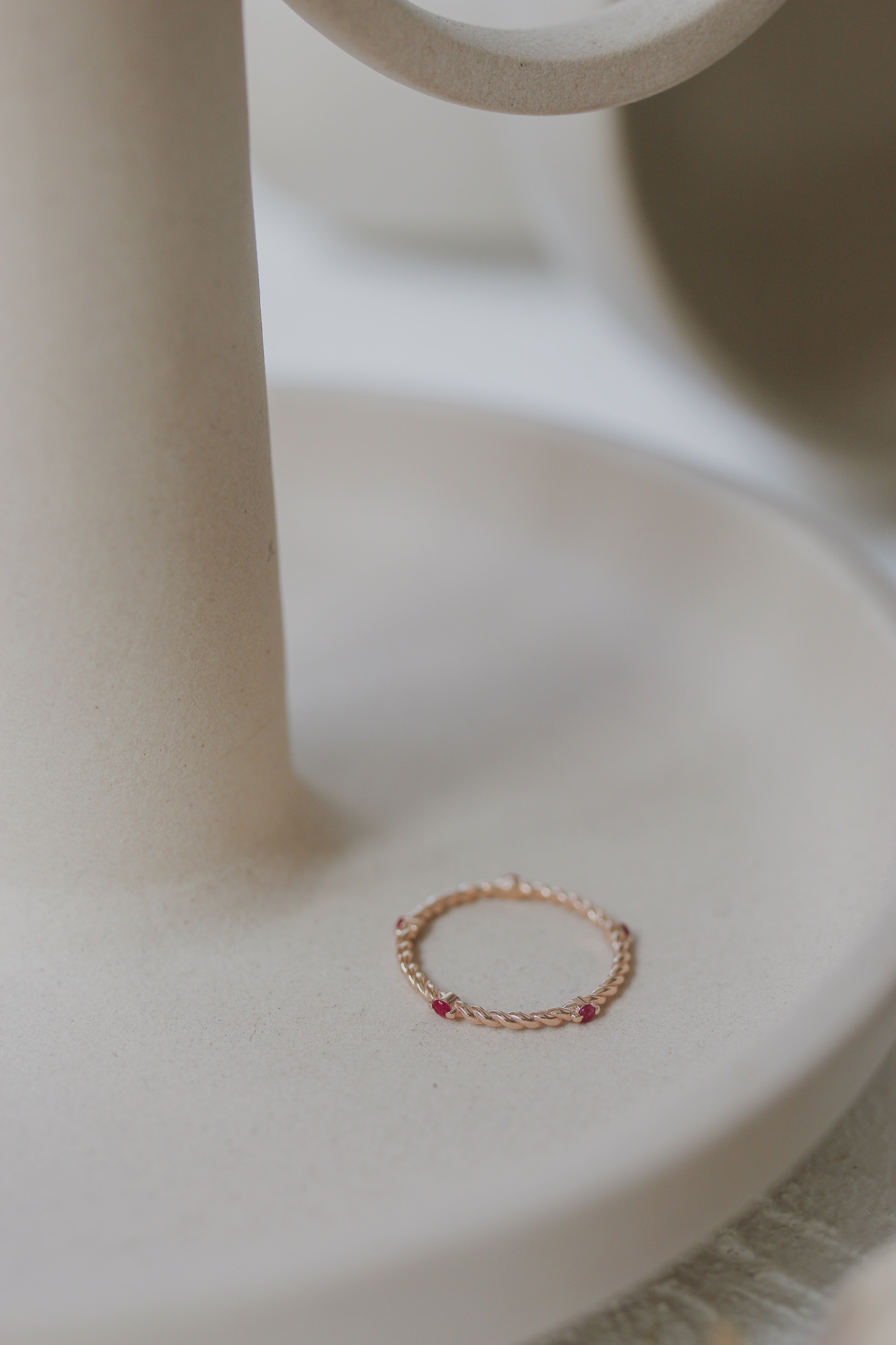 Twisted Wedding Band With Ruby Orizzo fine jewelry