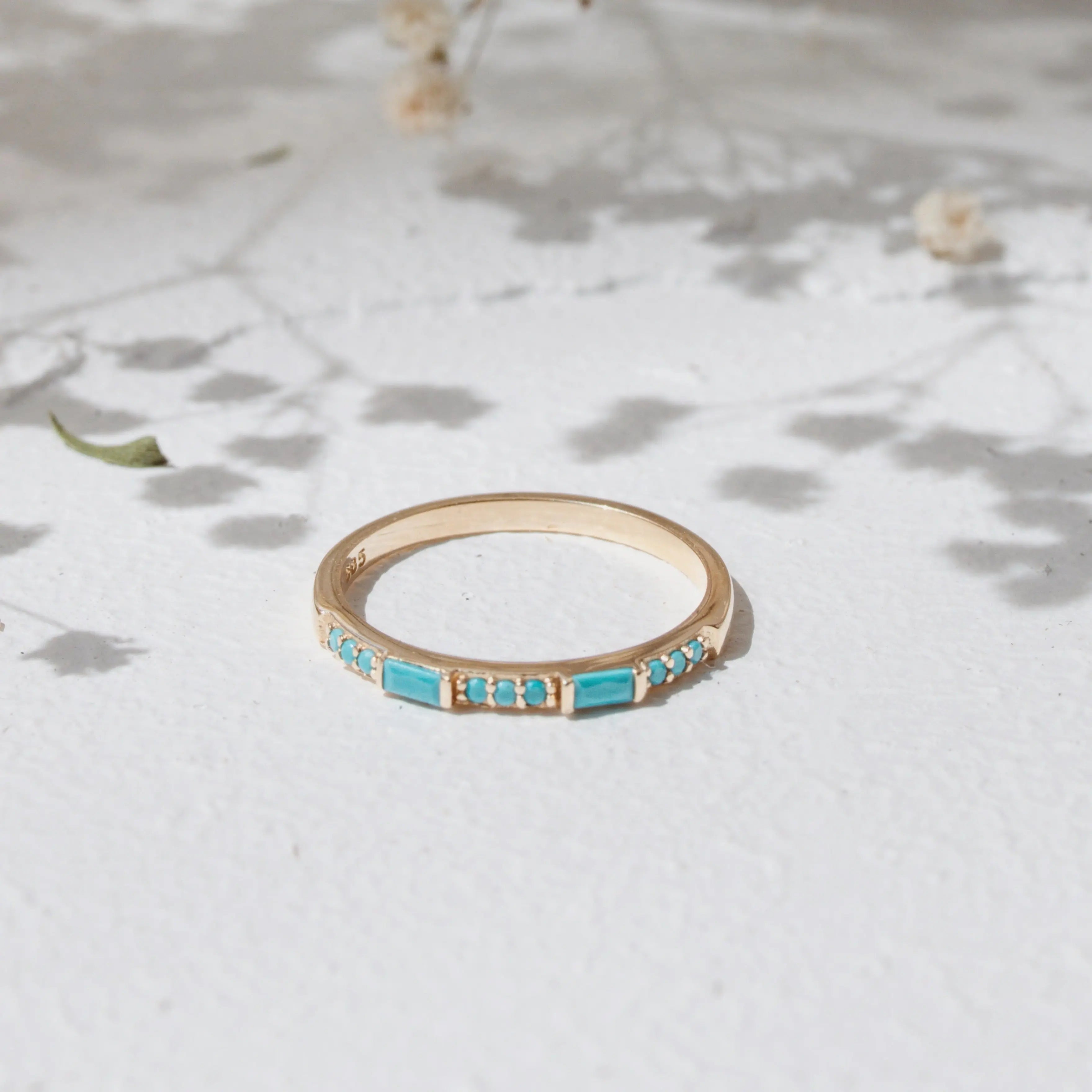 Baguette Turquoise Stackable Wedding Ring Orizzo fine jewelry