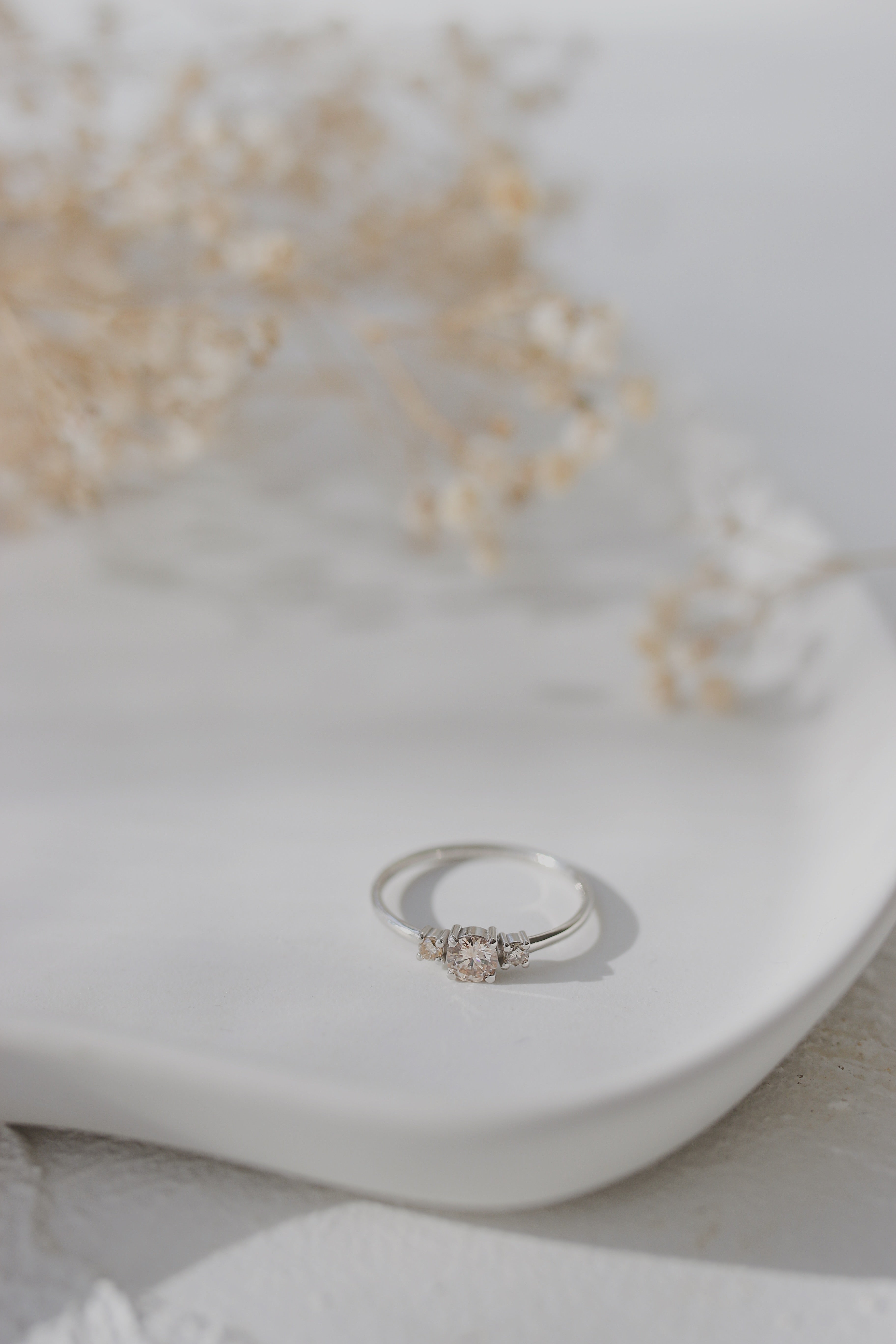 Three Stone Champagne Diamond Engagement Ring Orizzo fine jewelry