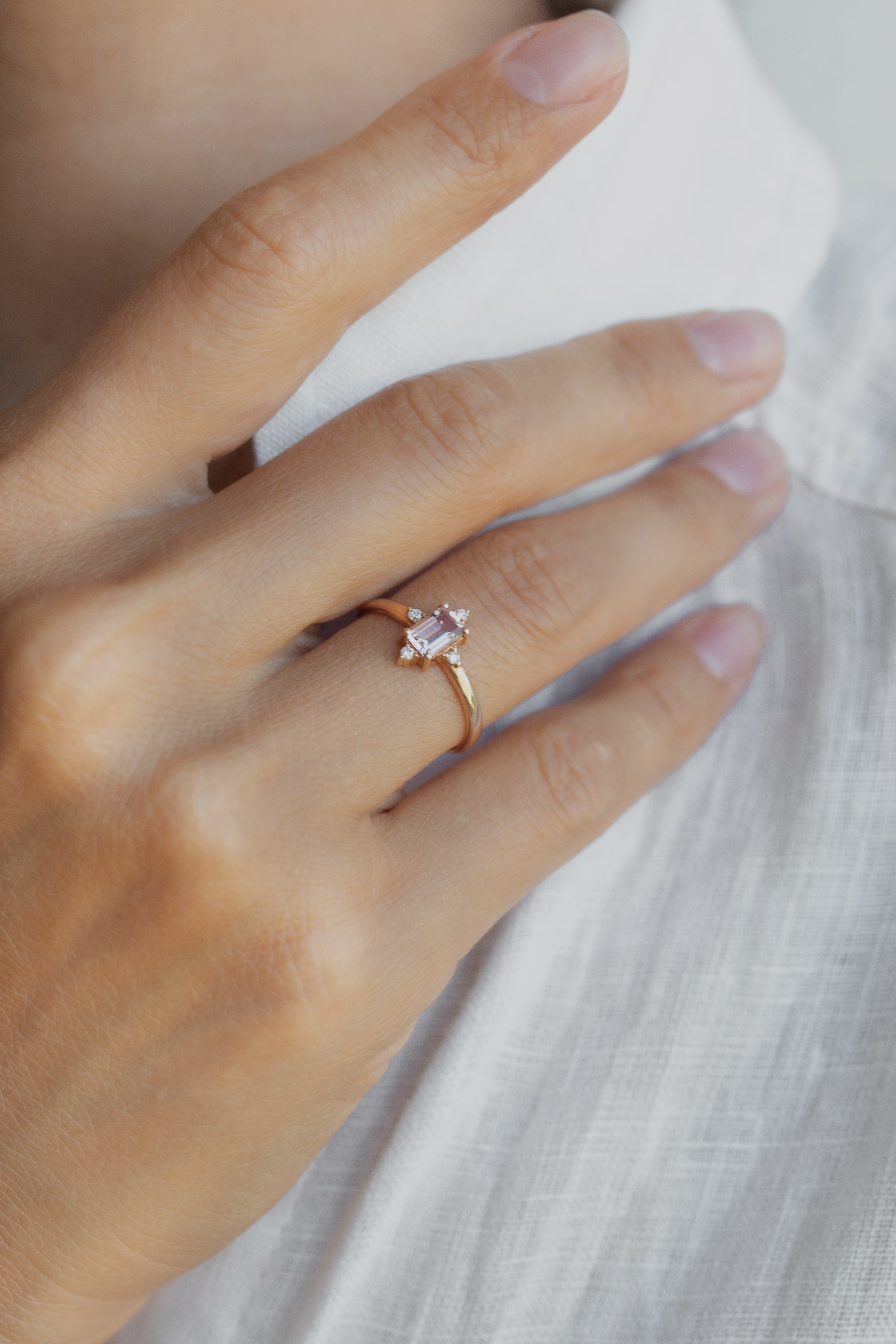 Art Deco Morganite Engagement Ring with Diamonds Orizzo fine jewelry