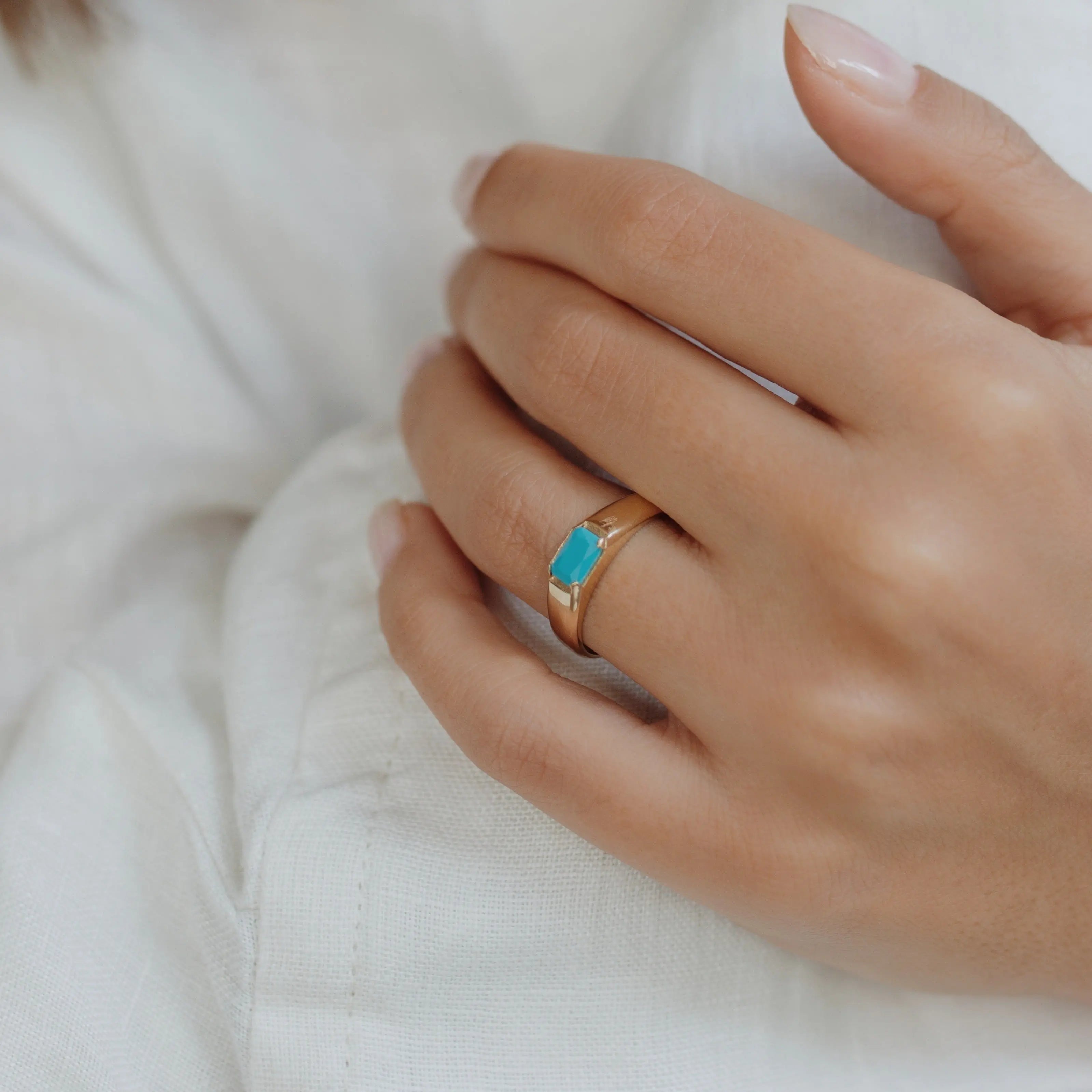 Turquoise Signet Ring In 14k Gold Orizzo fine jewelry