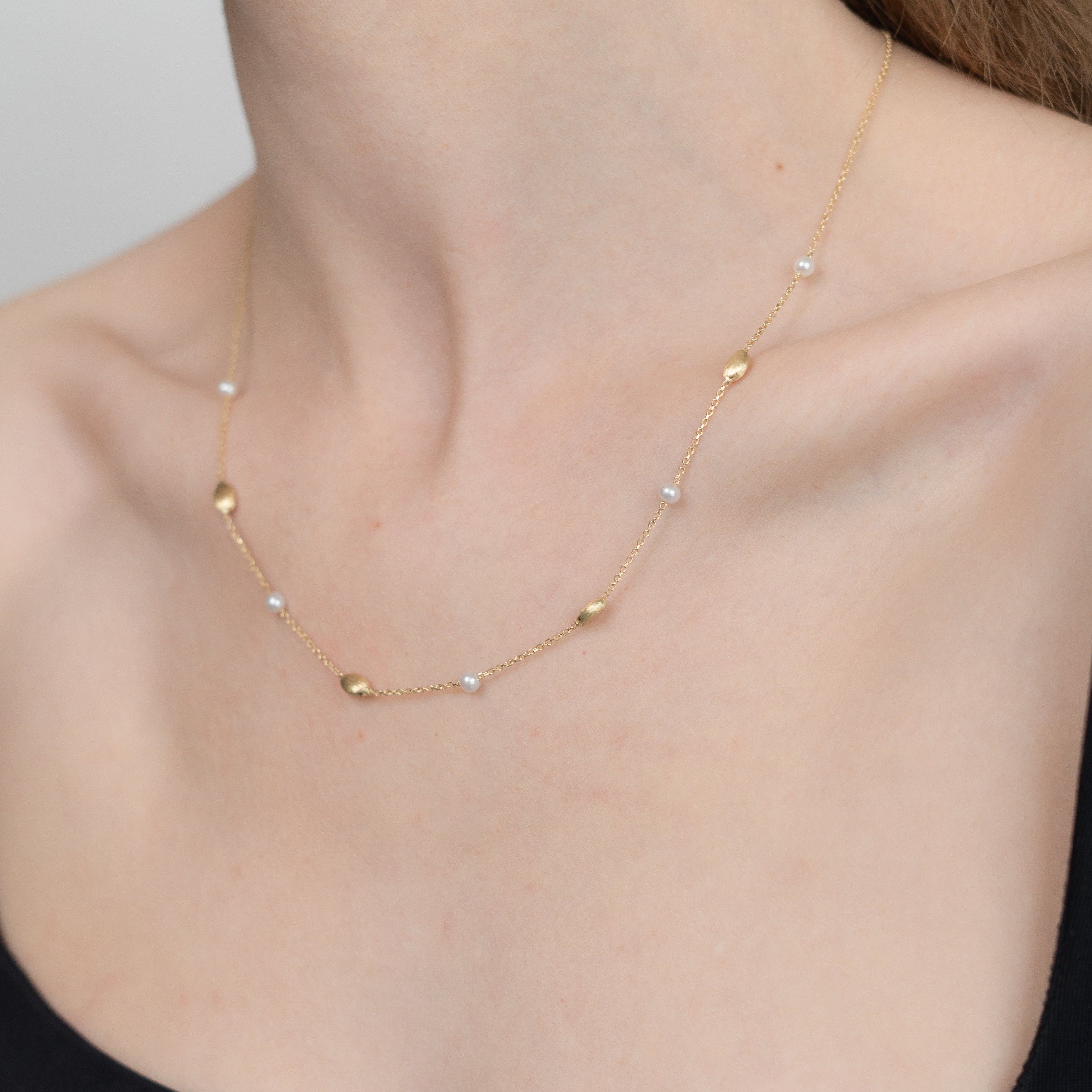 14K Gold Tropfen Lünette Diamant-Halskette
