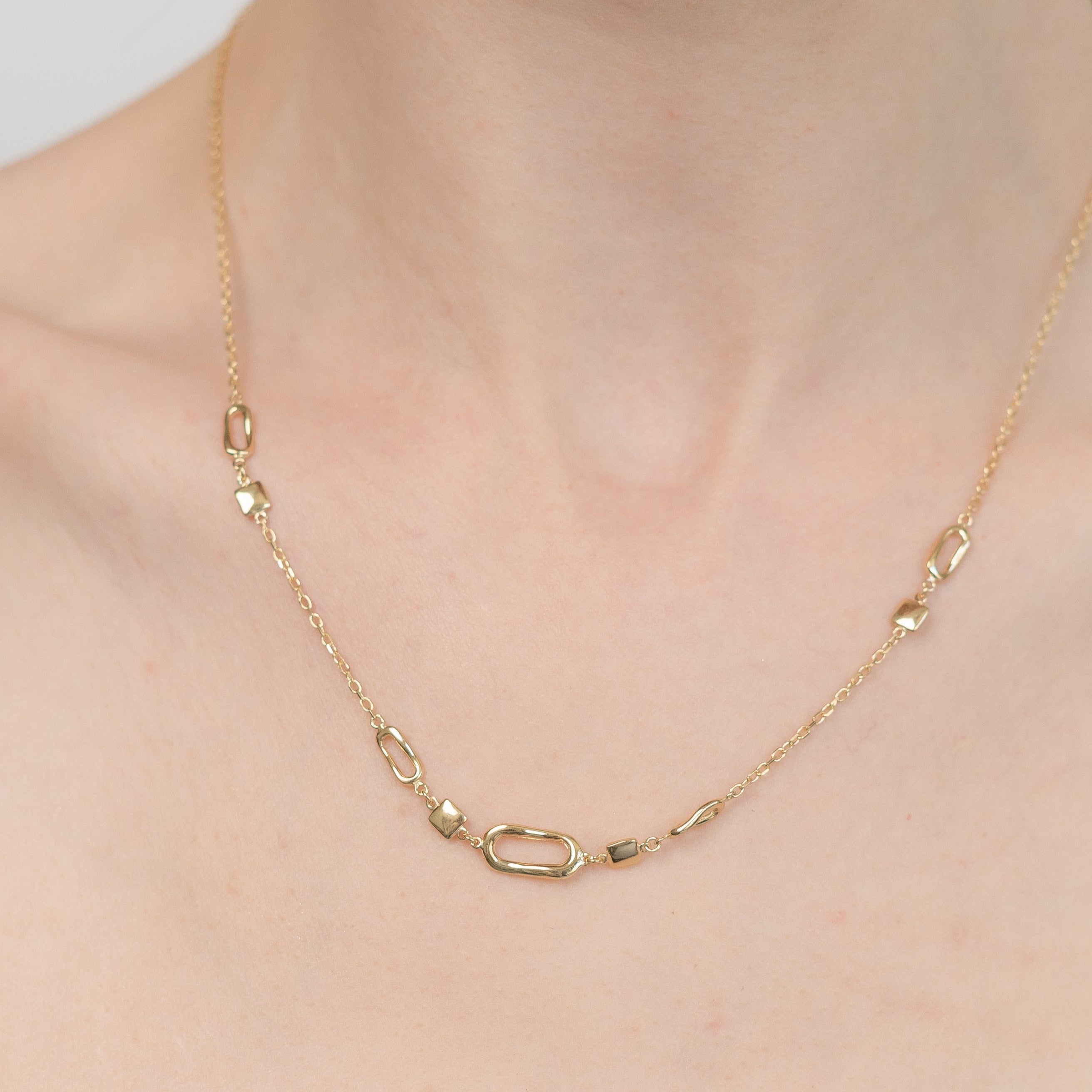 Assymetrical Gold Link Necklace