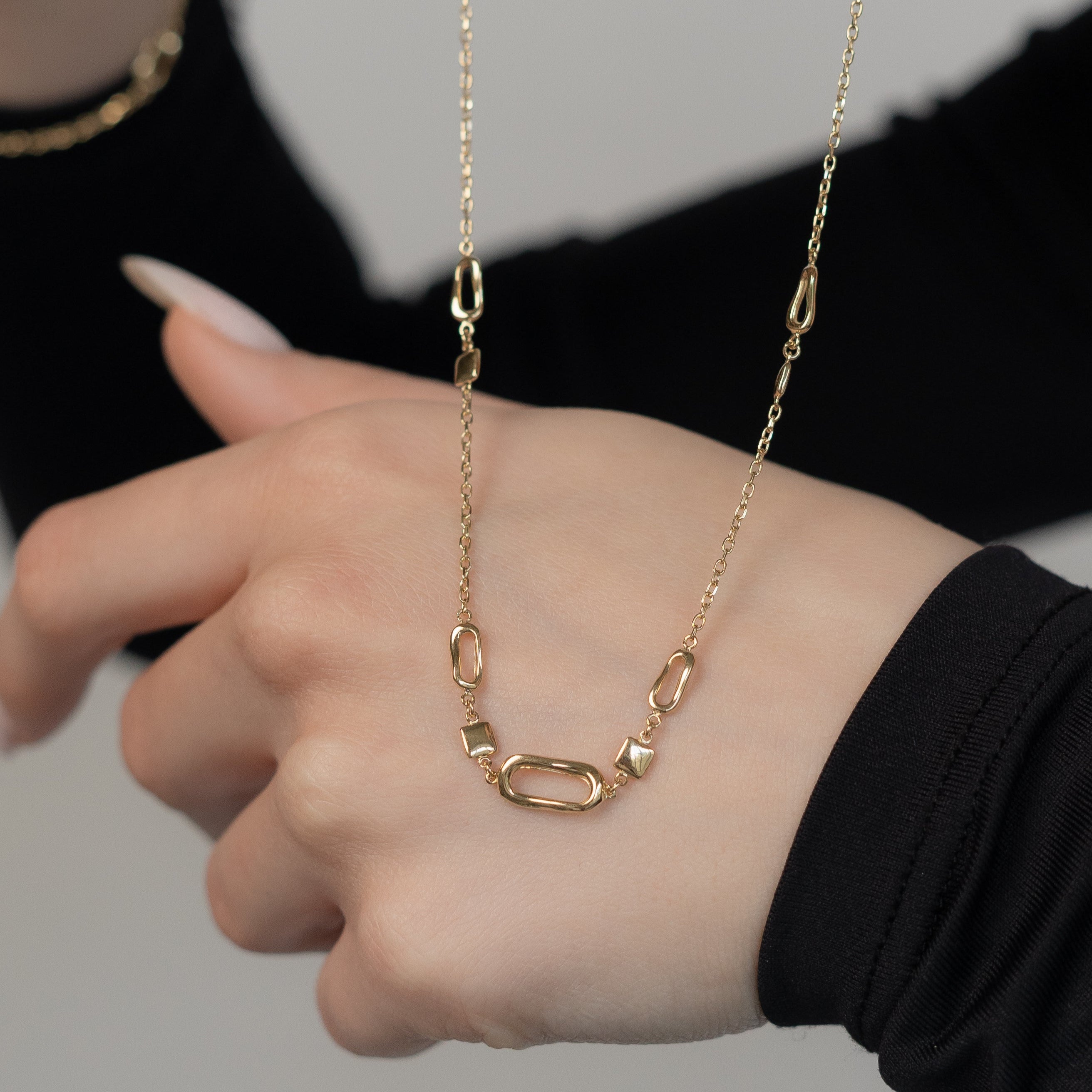 Assymetrical Gold Link Necklace
