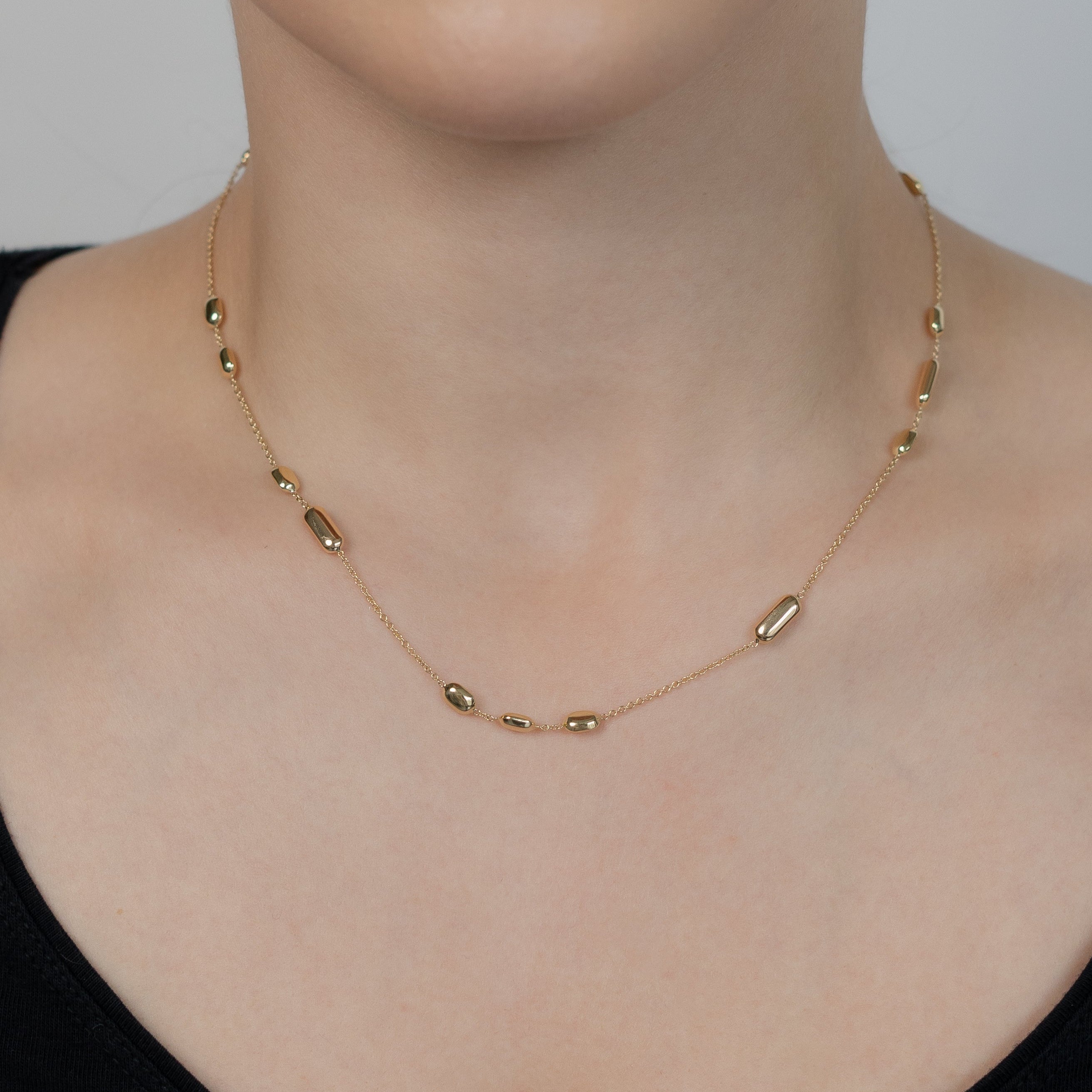 14K Gold Tropfen Lünette Diamant-Halskette