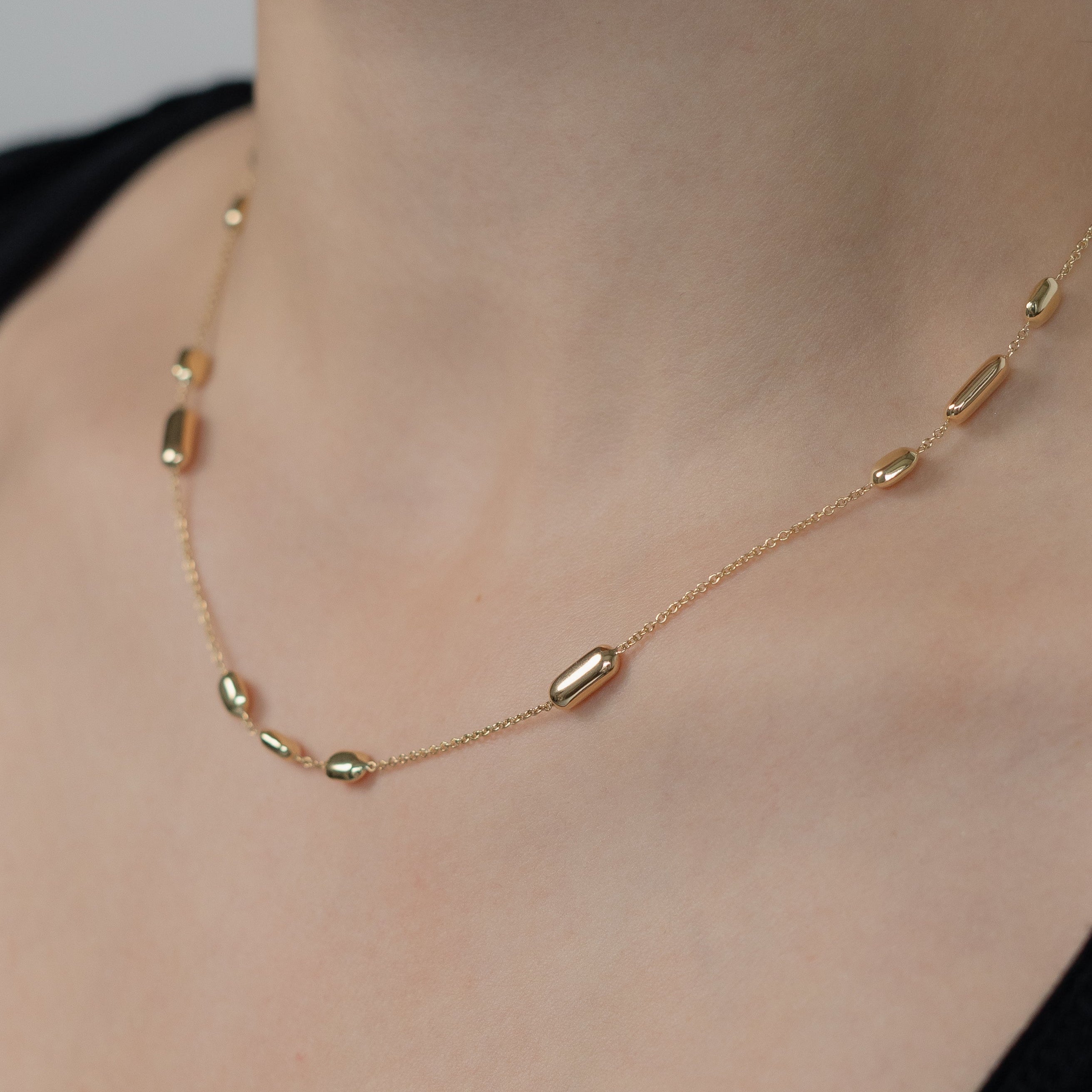 14K Gold Tropfen Lünette Diamant-Halskette