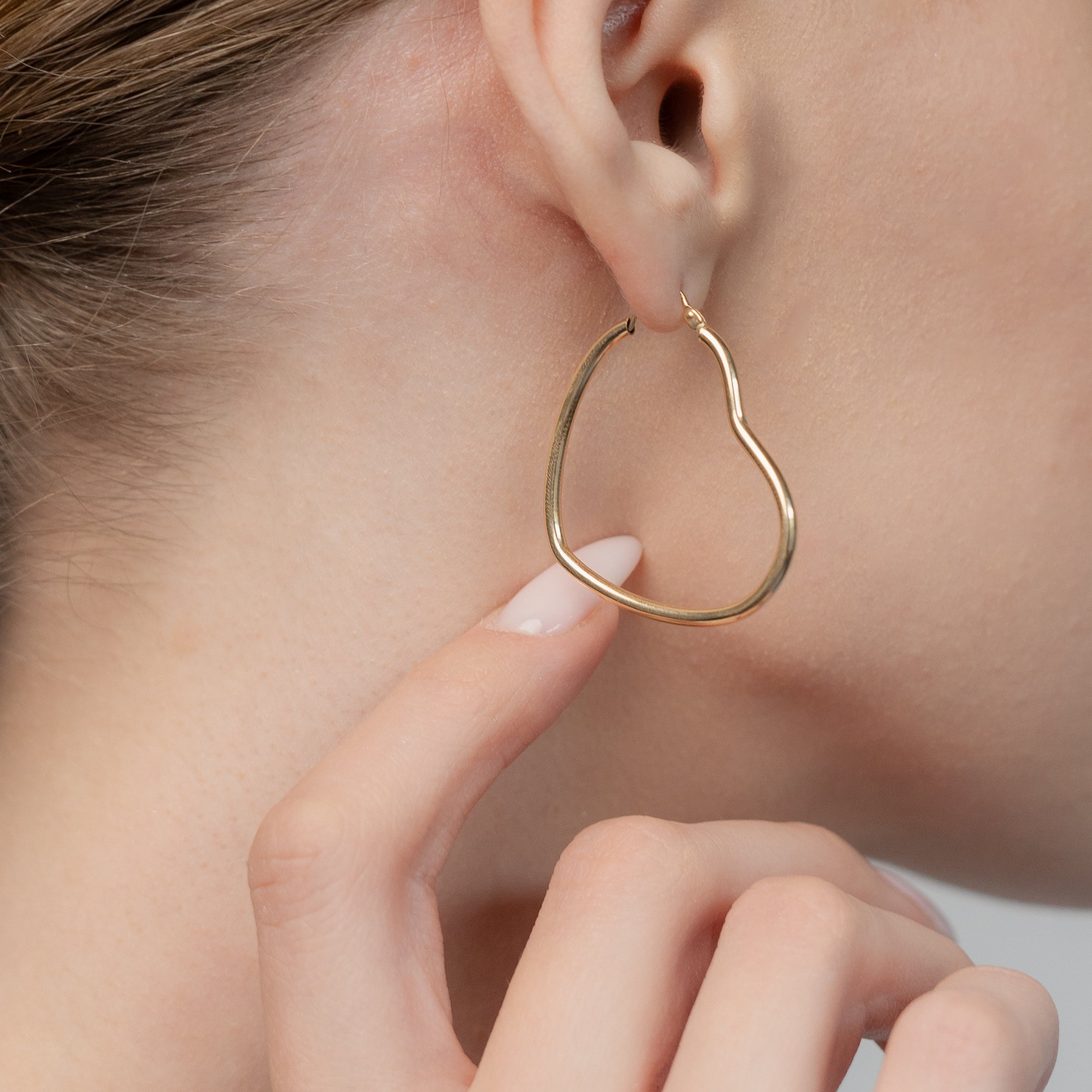 Charming Gold Heart Hoop Earrings