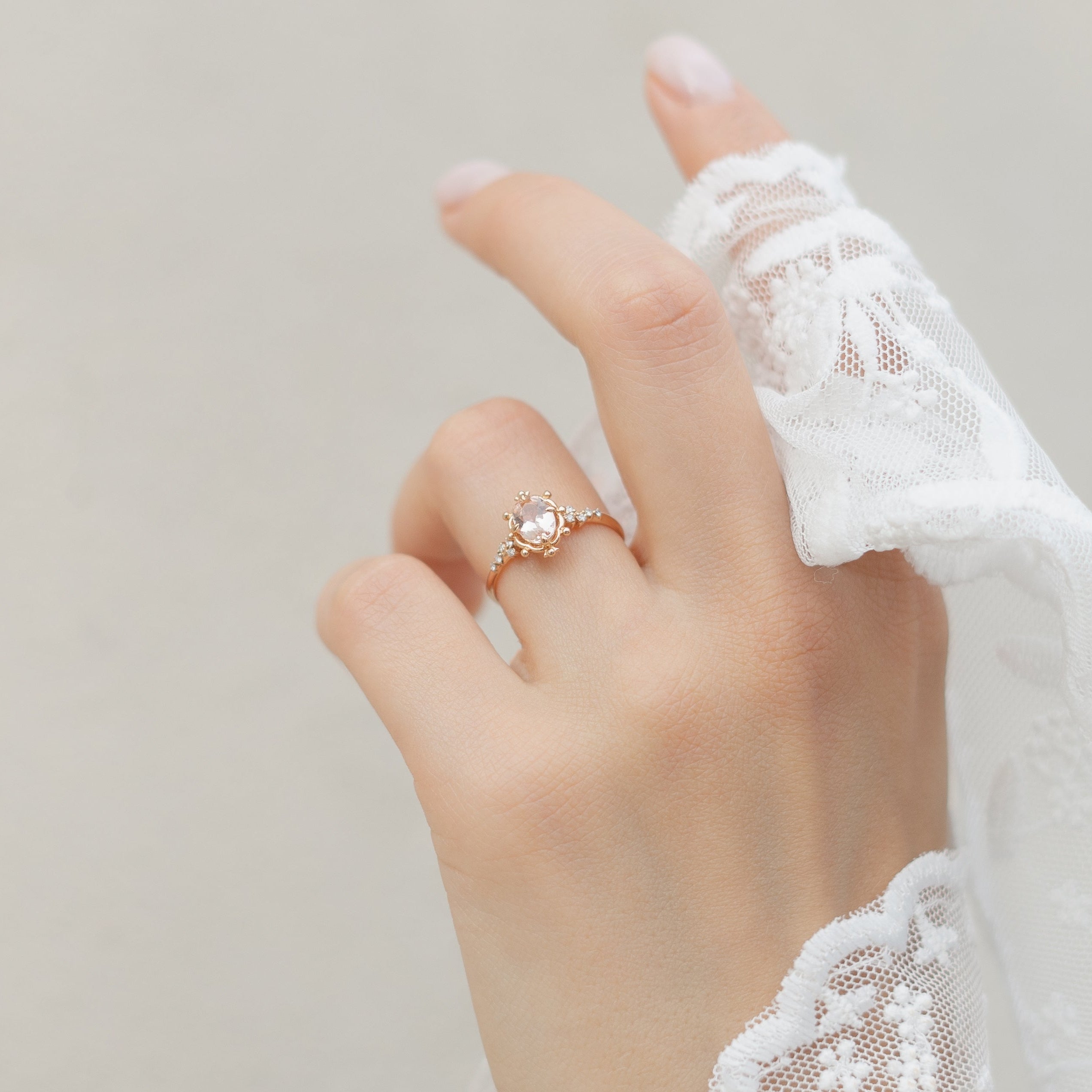 Oval Morganite Engagement Ring With Diamond