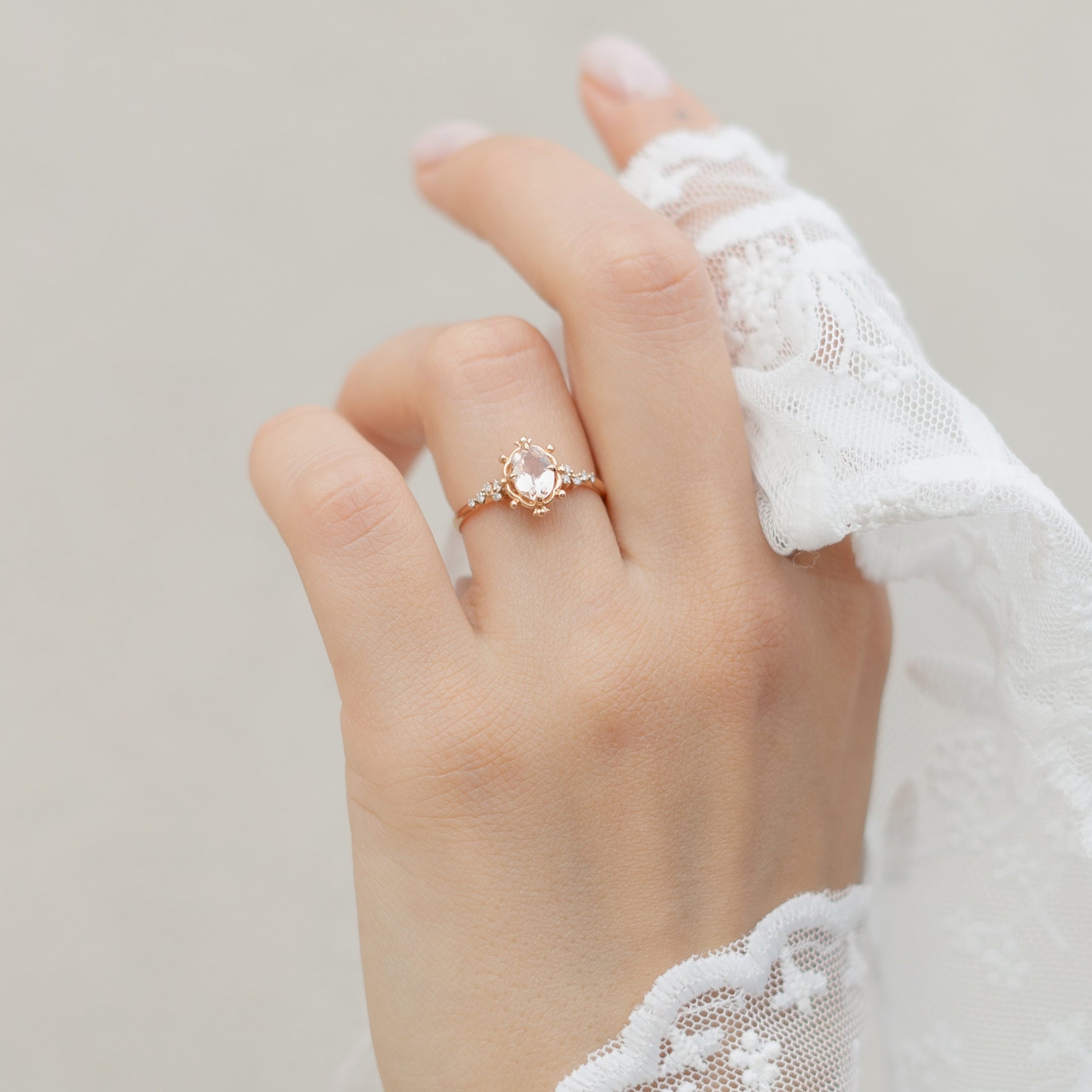 Oval Morganite Engagement Ring With Diamond