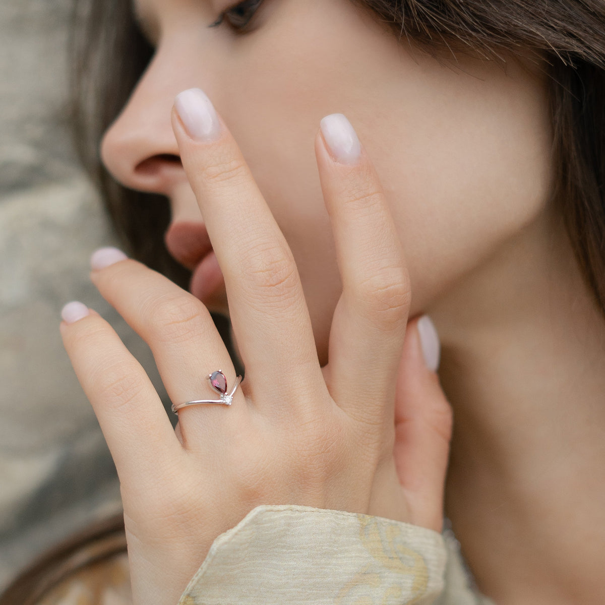 Pear Cut Tourmaline & Diamond Ring