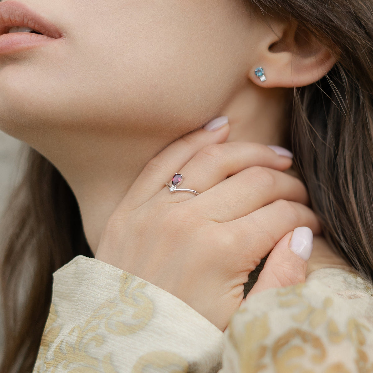 Pear Cut Tourmaline & Diamond Ring