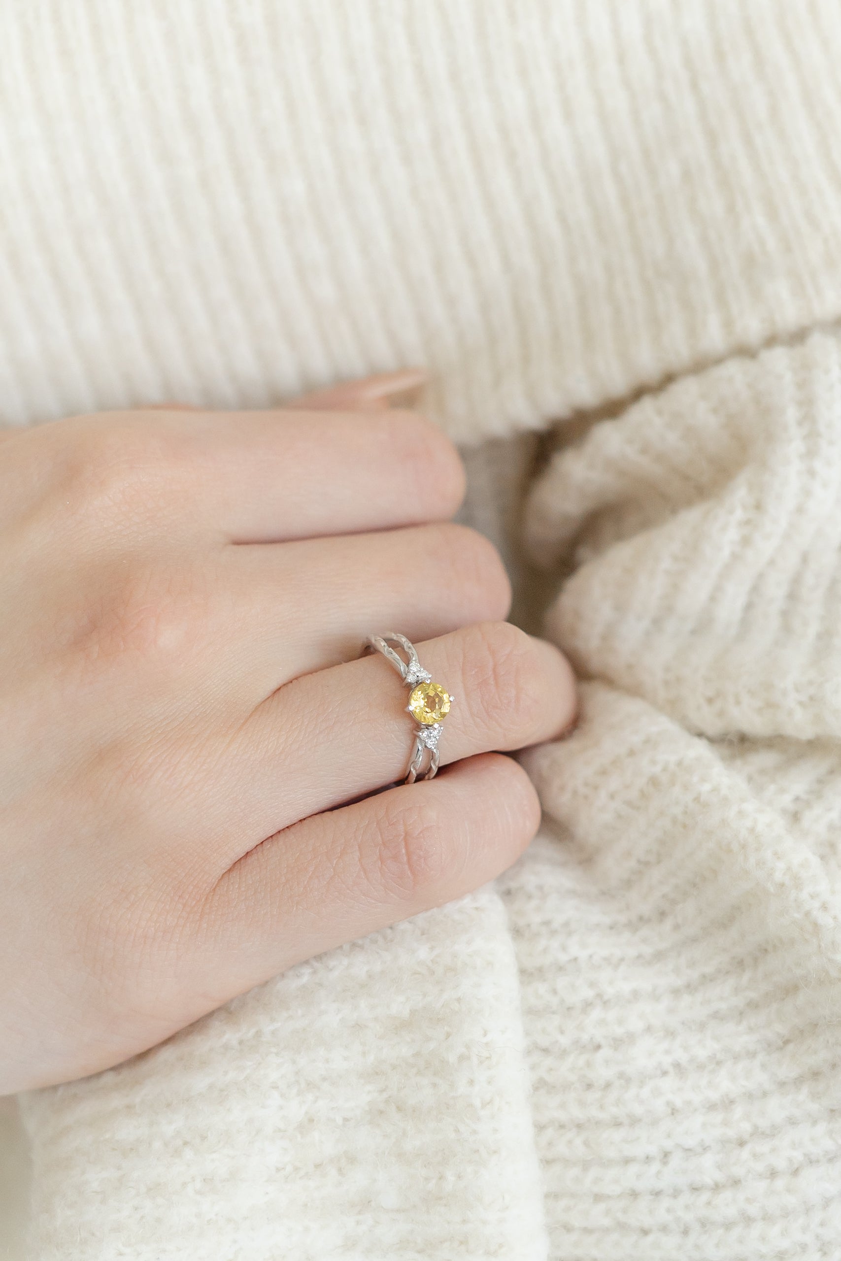 Yellow Sapphire Engagement Ring With Diamonds – Solenne