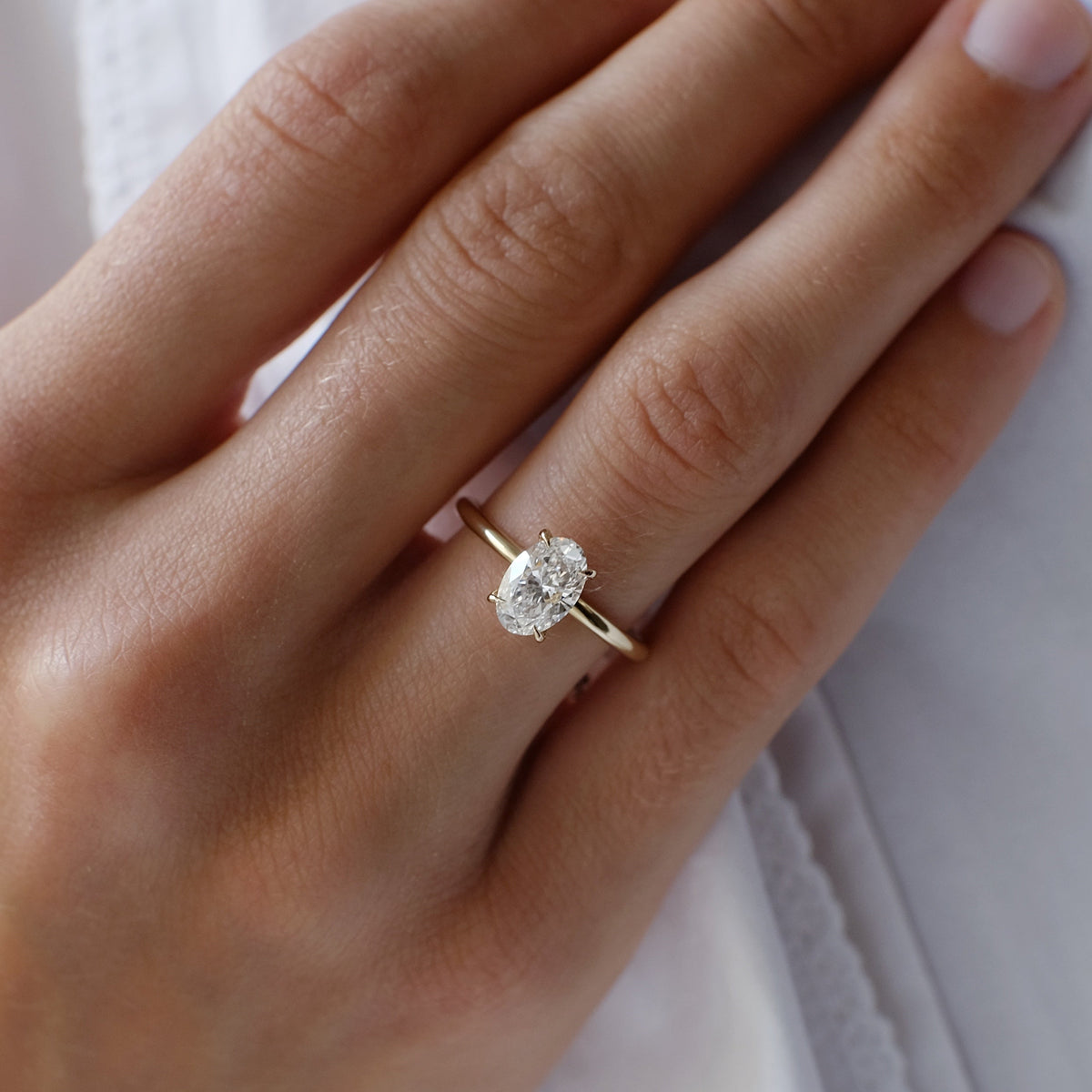 Oval Cut Solitaire Diamond Engagement Ring - Lab Grown