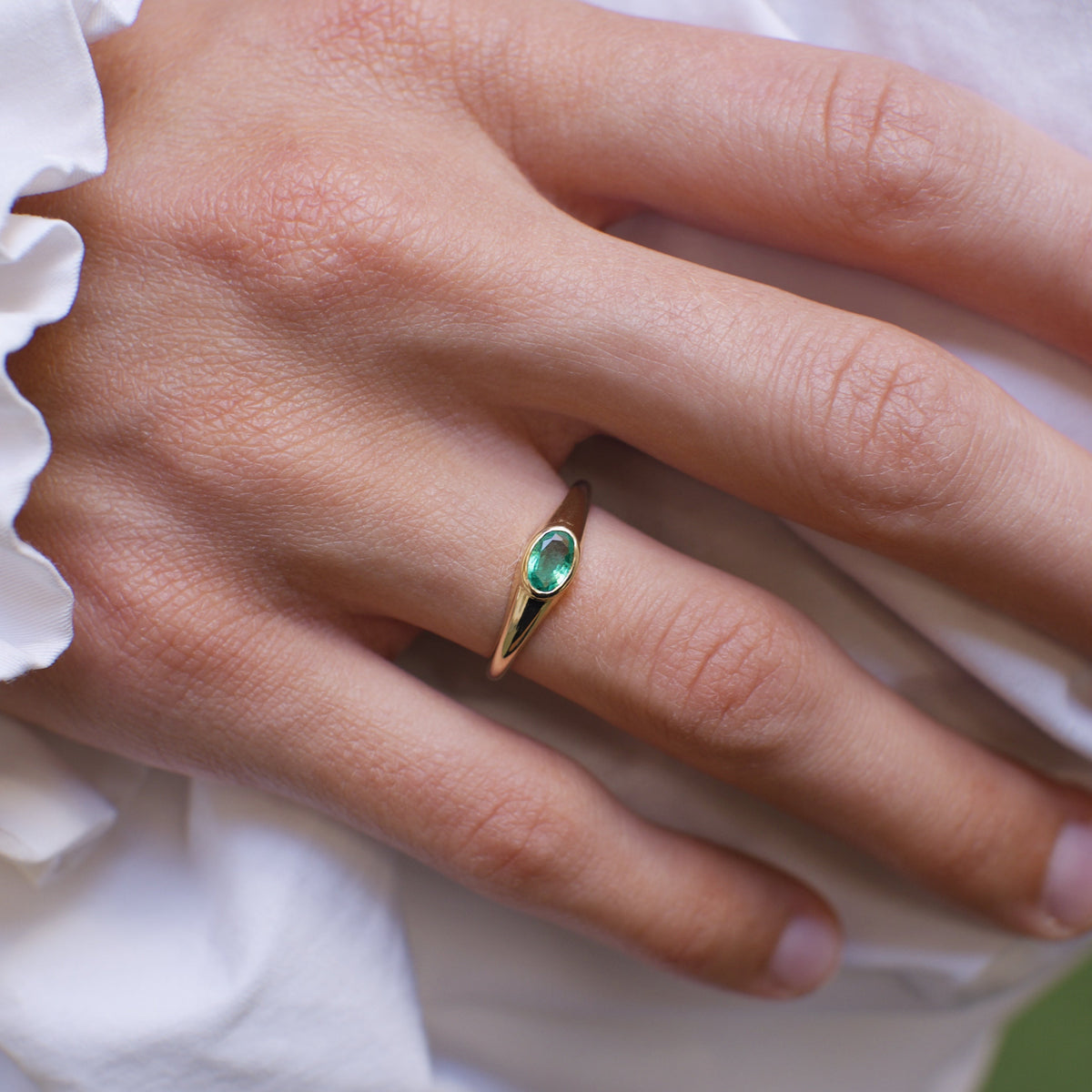 Oval Emerald Signet Ring