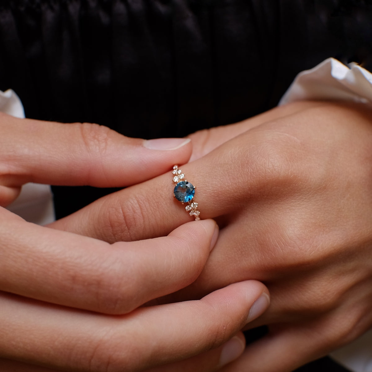 London Blue Topaz & Diamond Cluster Ring