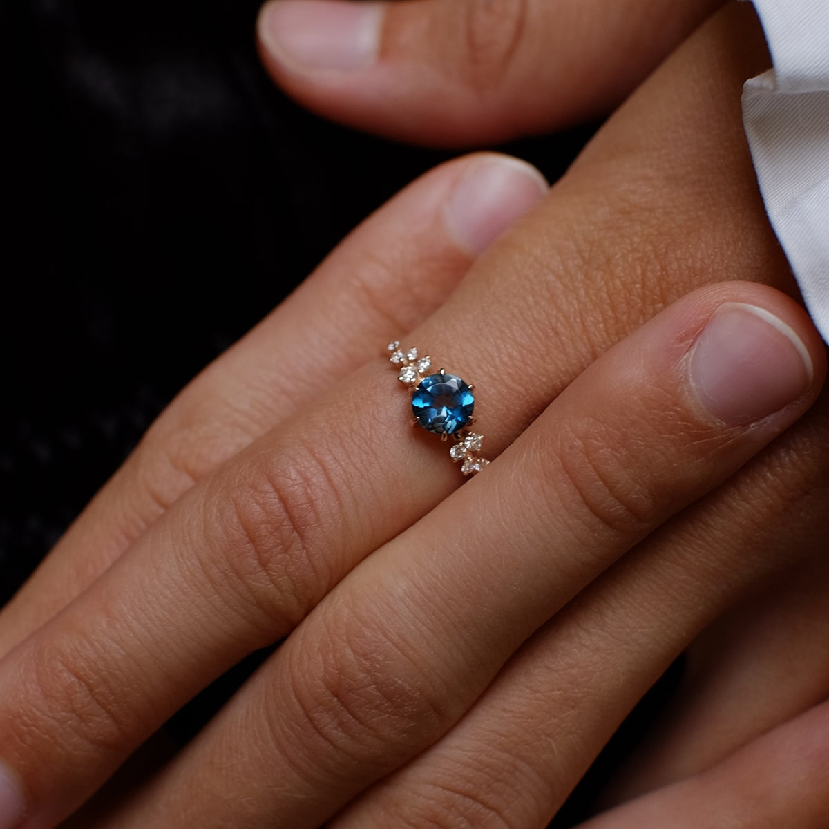London Blue Topaz & Diamond Cluster Ring