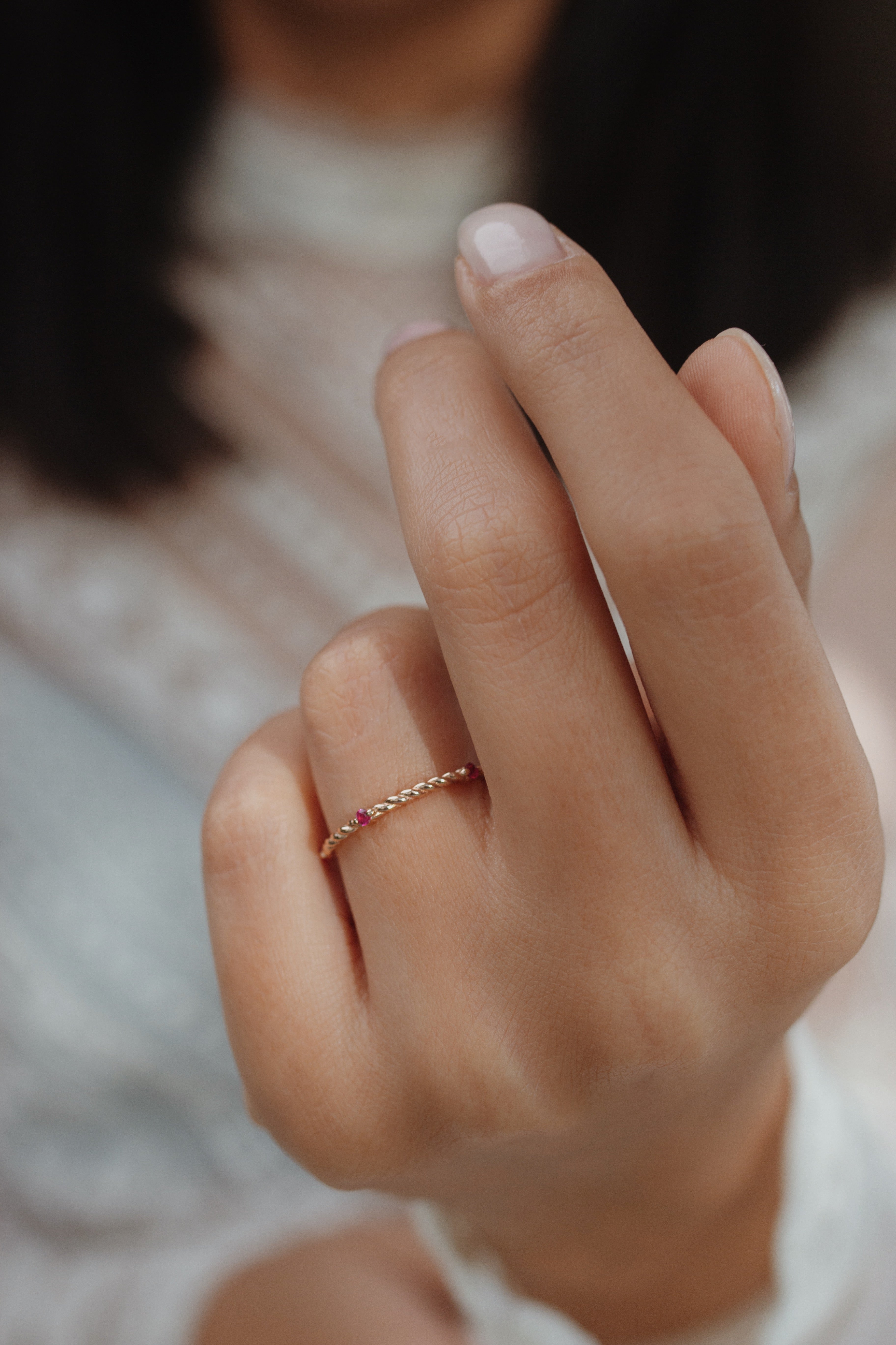 Twisted Wedding Band With Ruby Orizzo fine jewelry