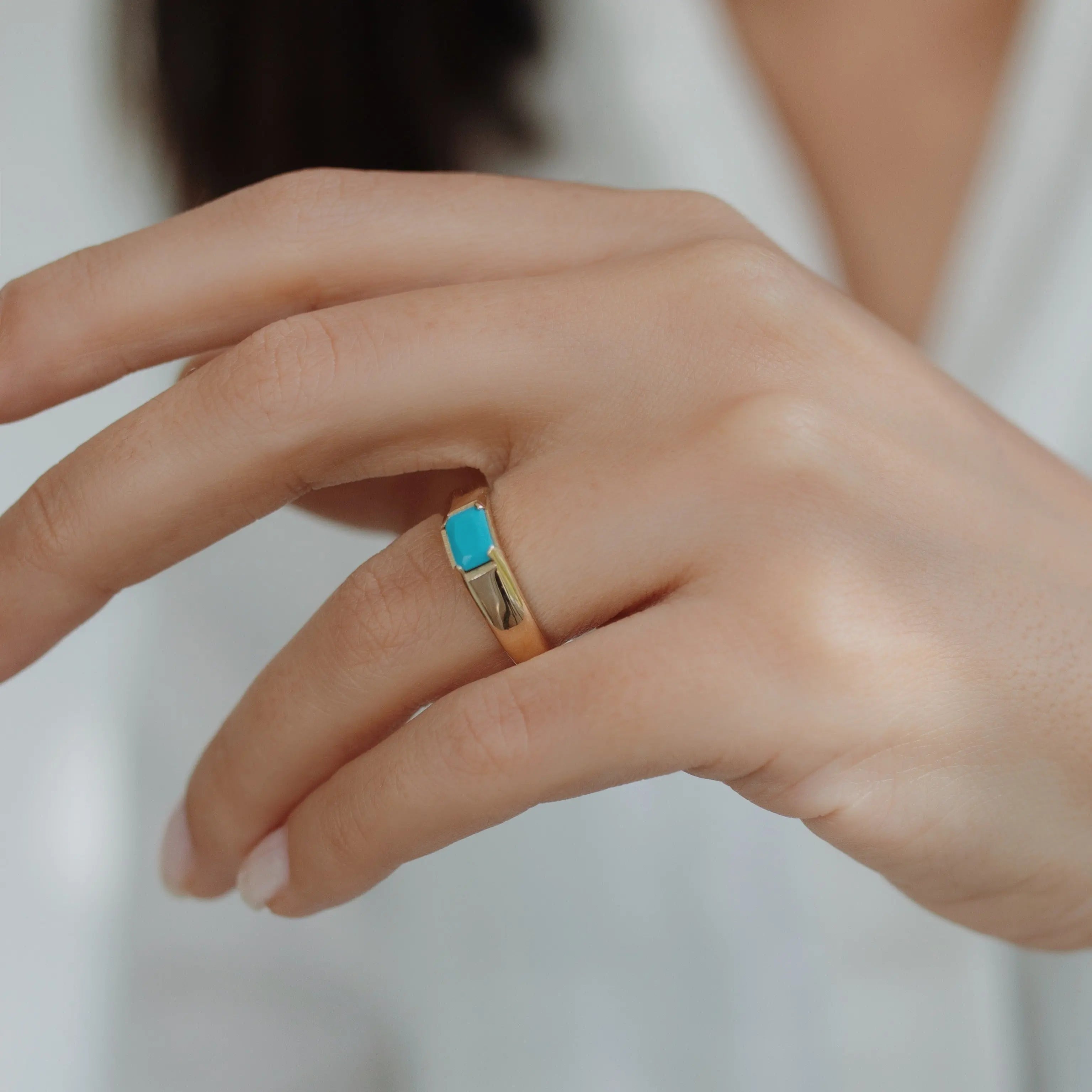 Turquoise Signet Ring In 14k Gold Orizzo fine jewelry