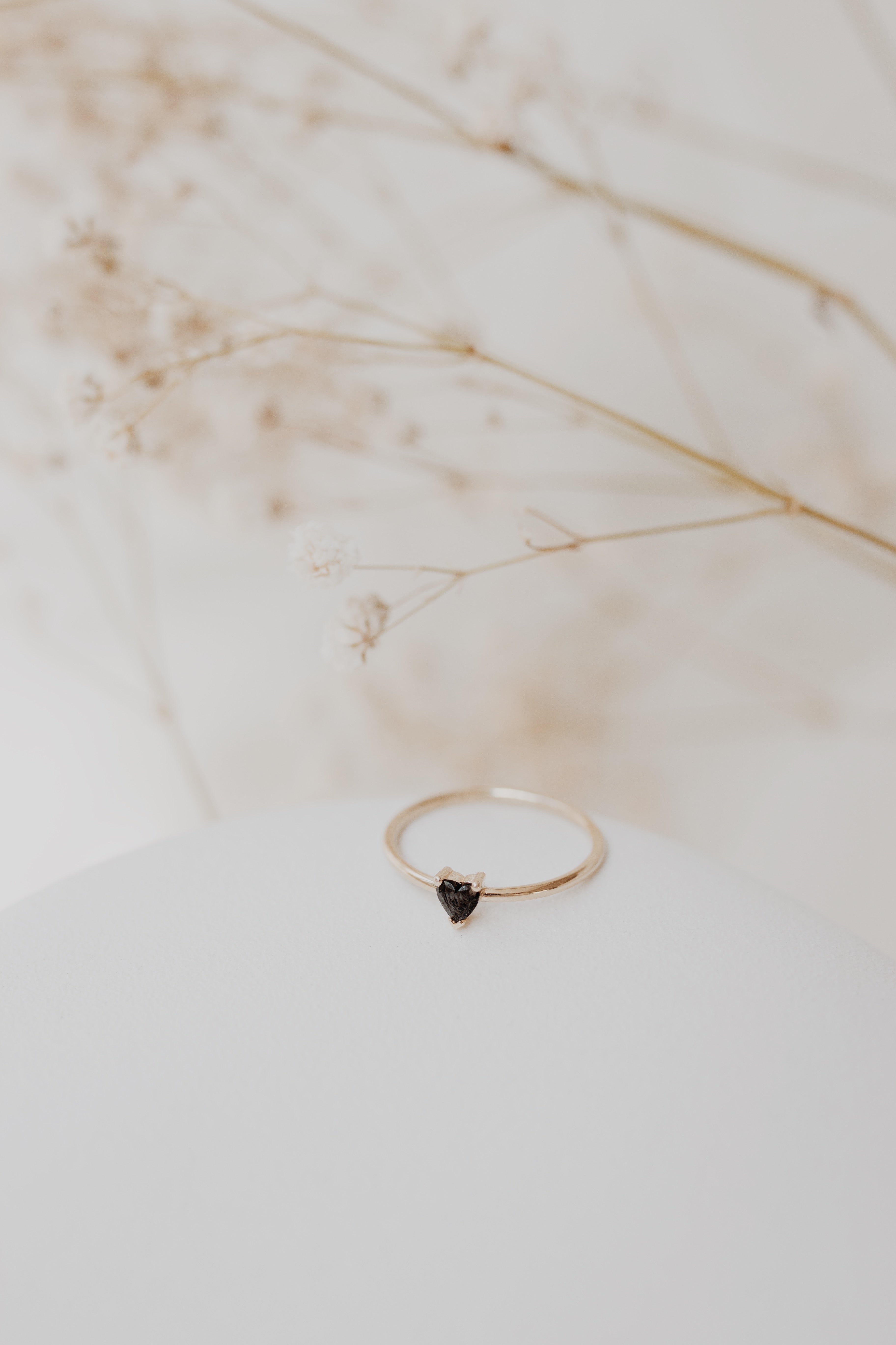 Solitaire Heart Shape Black Diamond Engagement Ring Orizzo fine jewelry