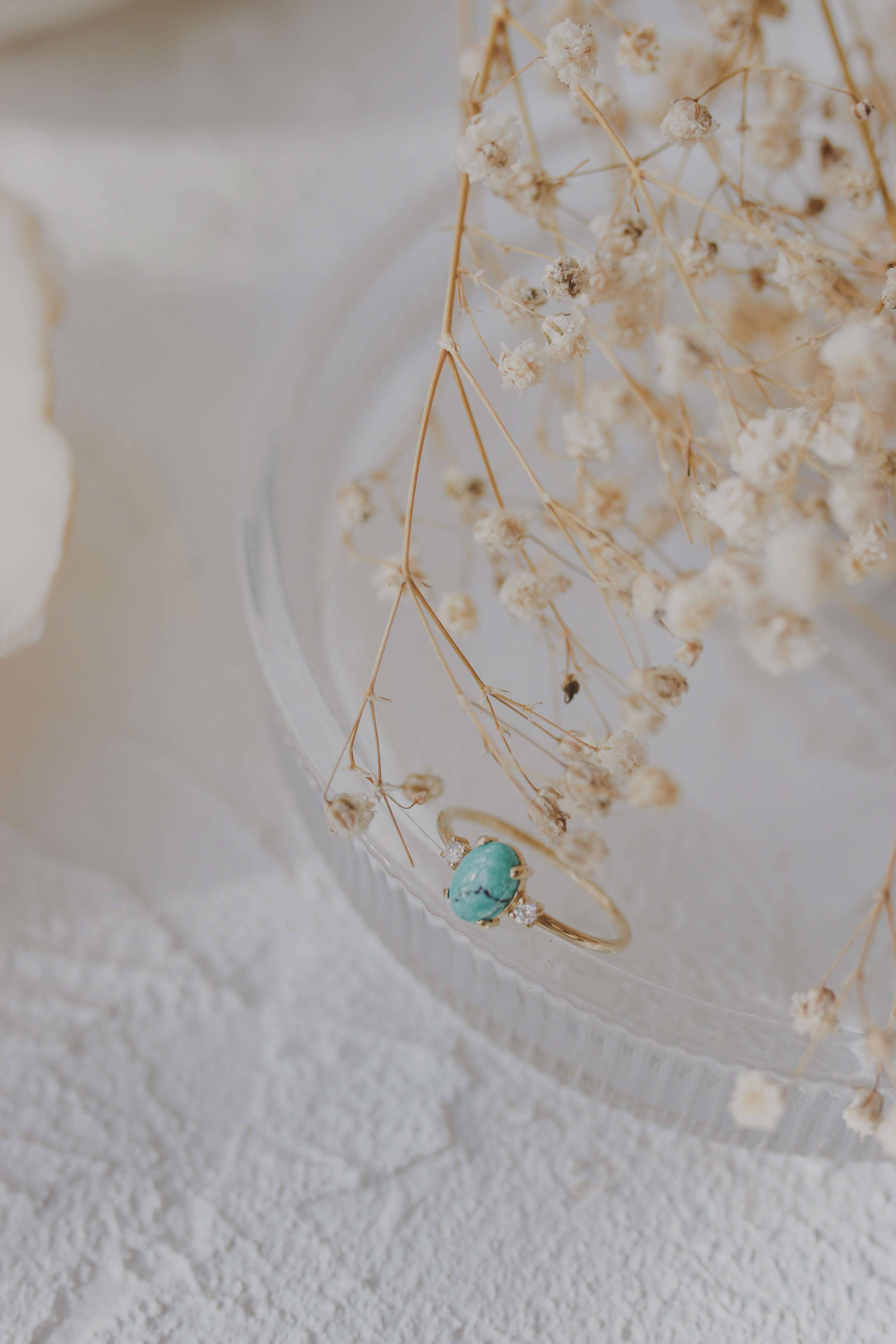 Natural Turquoise Engagement Ring With Diamond Orizzo fine jewelry