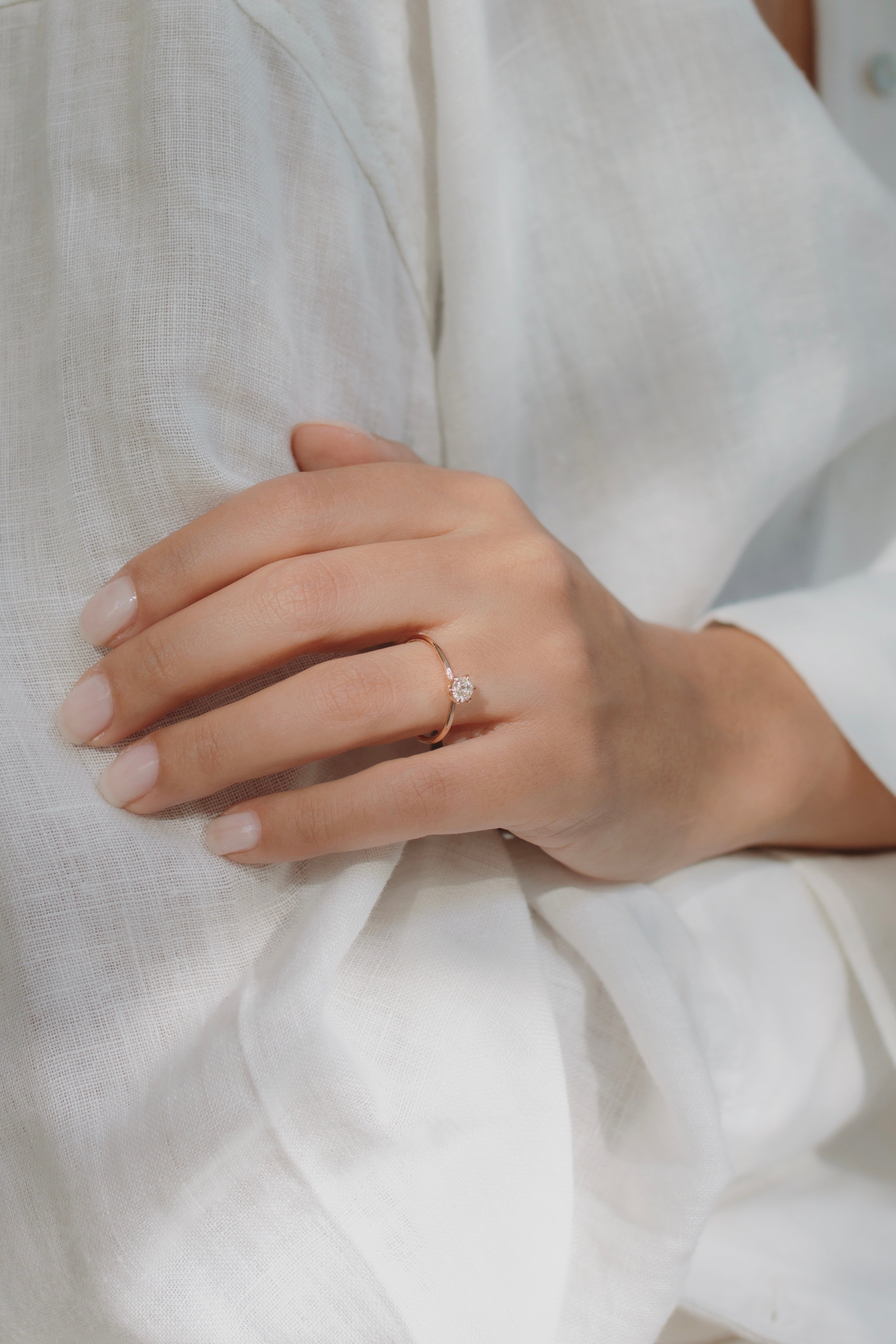 Solitaire Champagne Diamond Ring in Six Prong Setting Orizzo fine jewelry