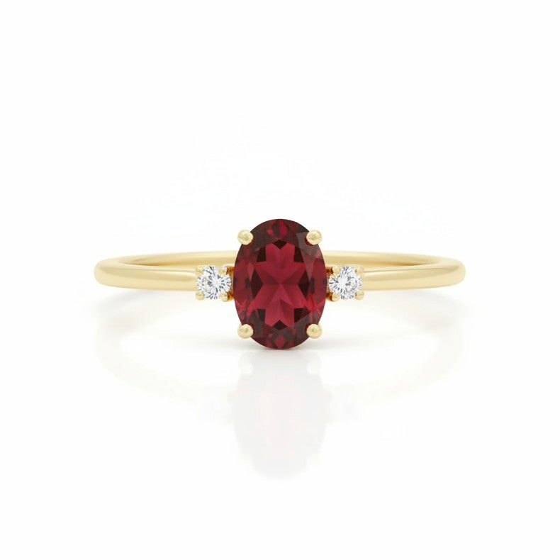 Garnet Engagement Ring With Diamond