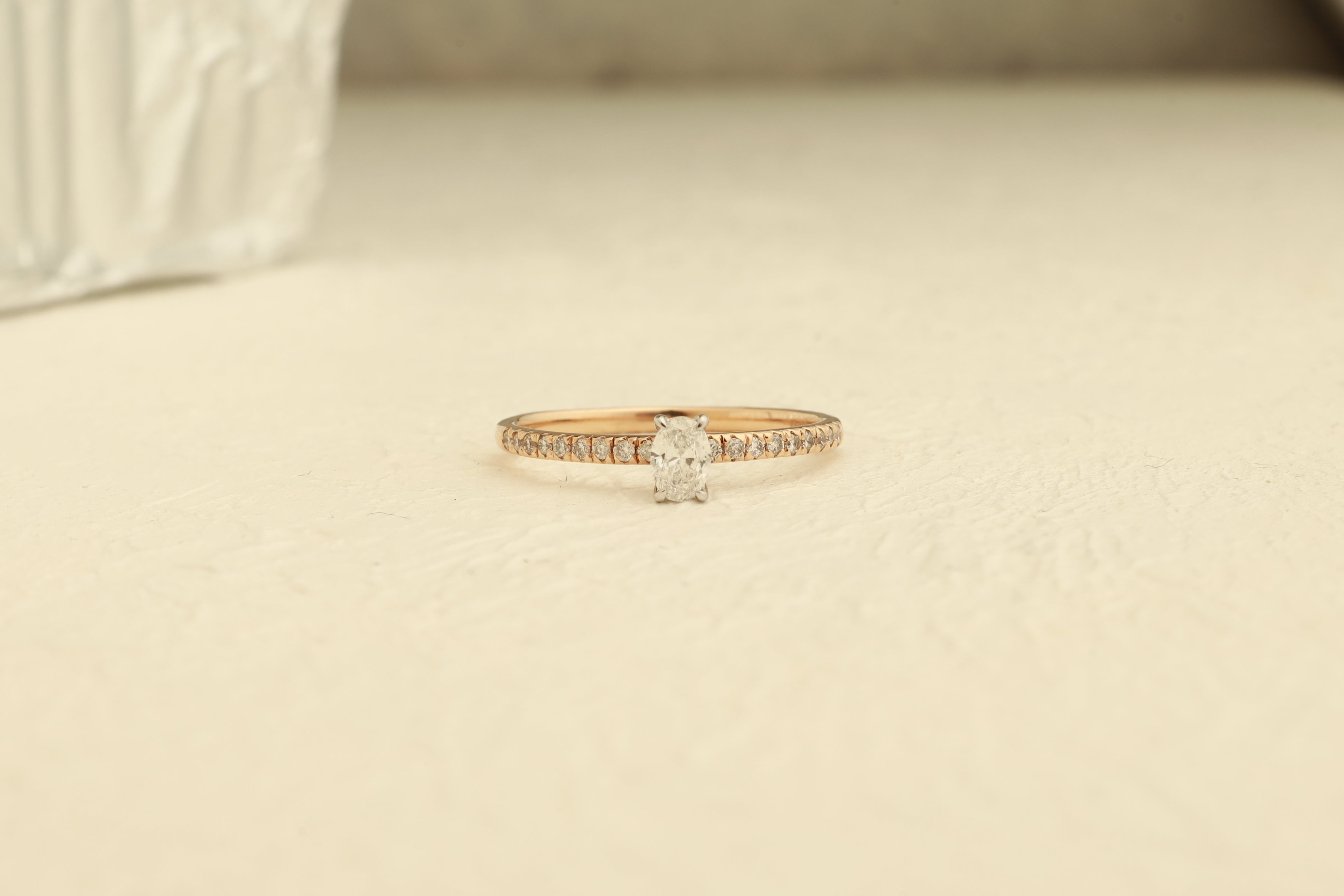 Oval Diamond Halo Engagement Ring in White Prong