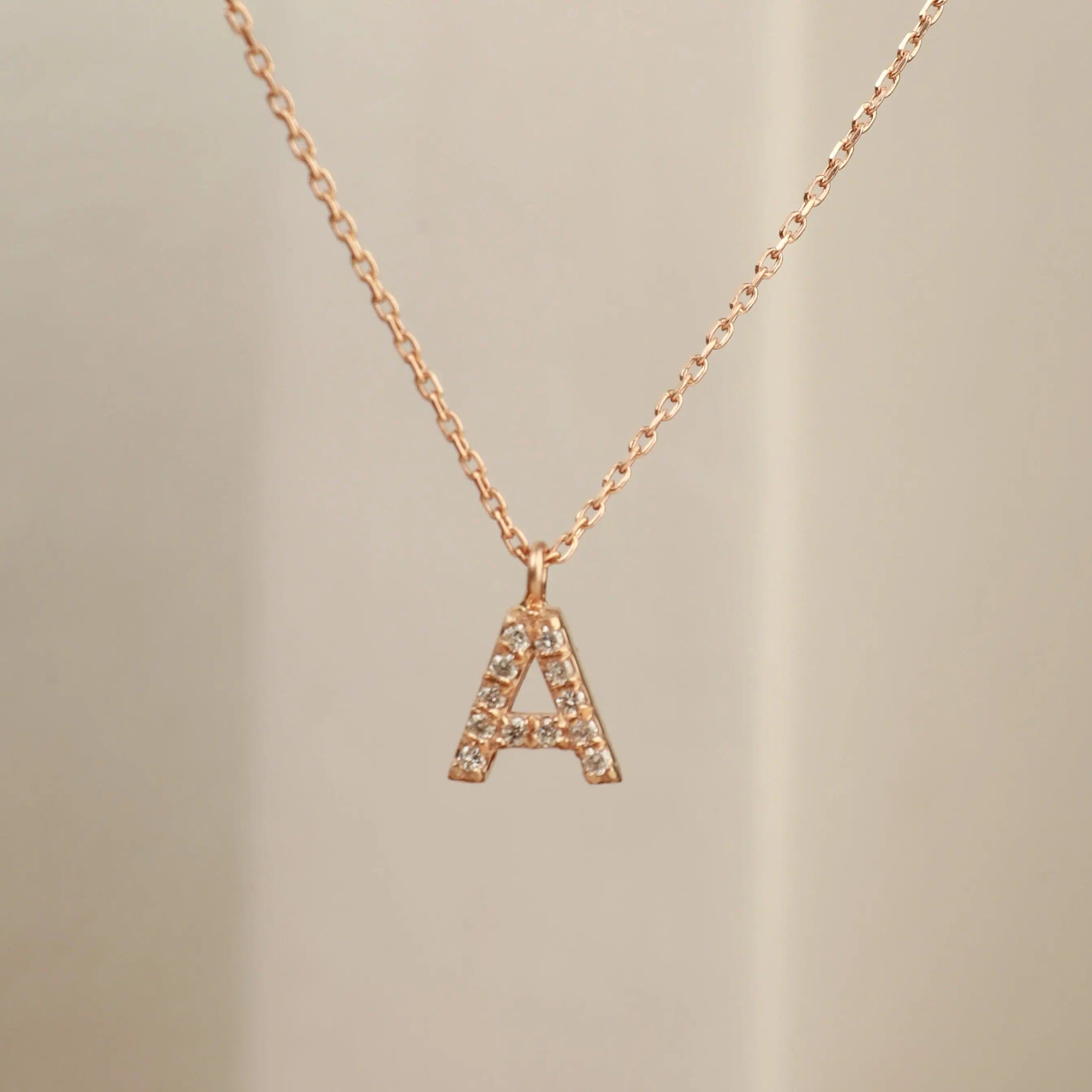 Solid Gold Diamond Letter Necklace , Personalized 14k Gold Jewelry Orizzo fine jewelry