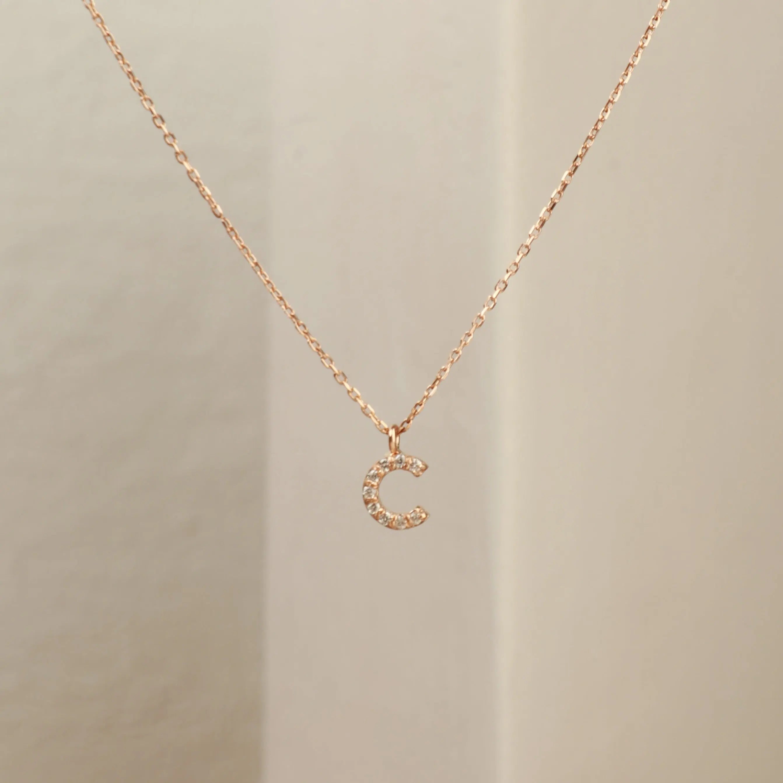 Solid Gold Diamond Letter Necklace , Personalized 14k Gold Jewelry Orizzo fine jewelry