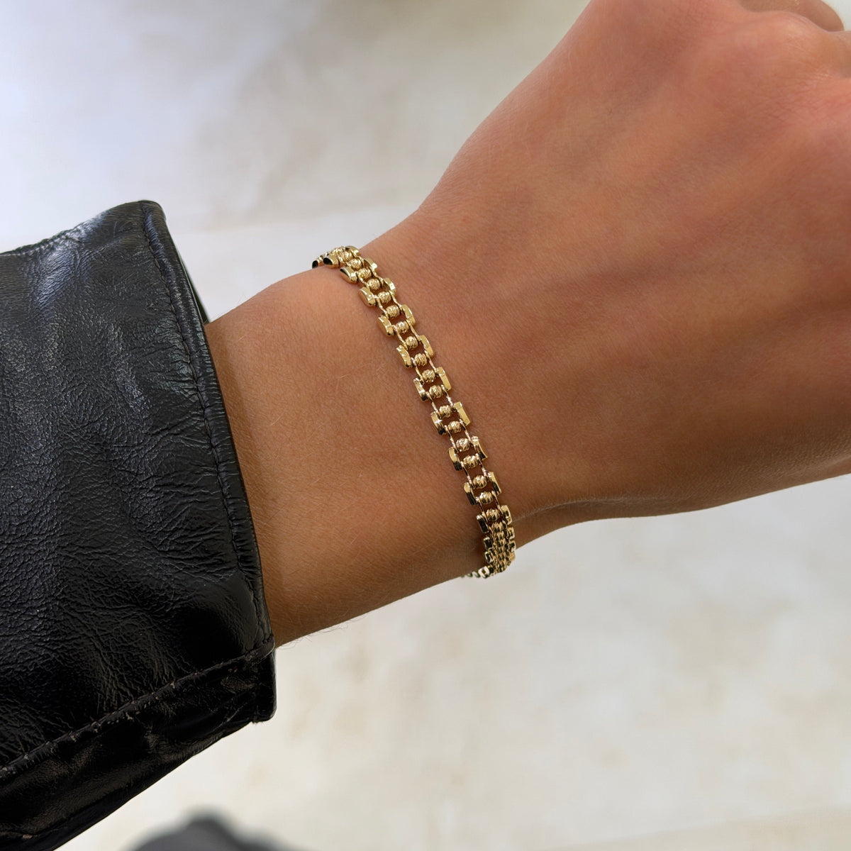 Textured Bead Link Bracelet