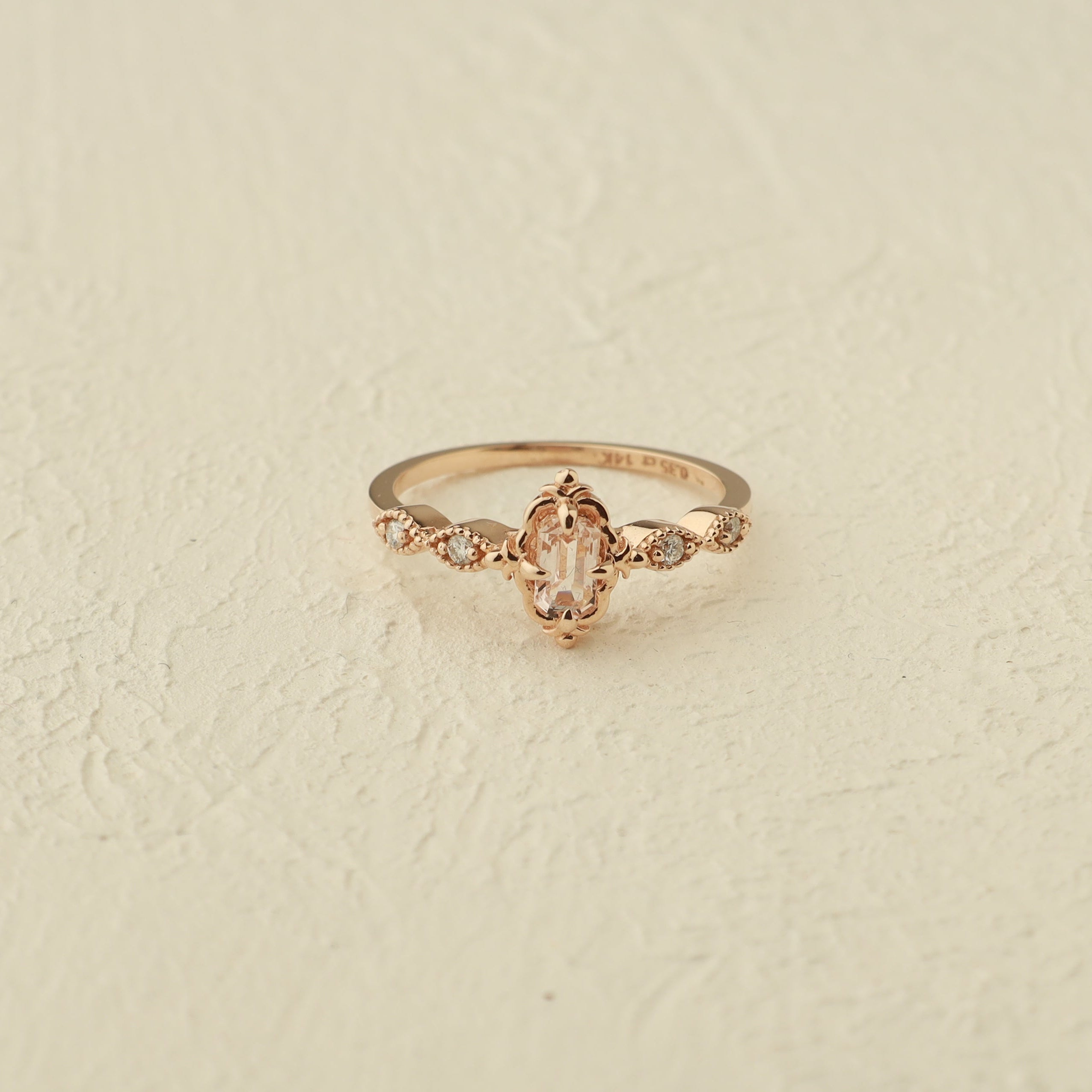 Art Deco Morganite Engagement Ring With Diamond