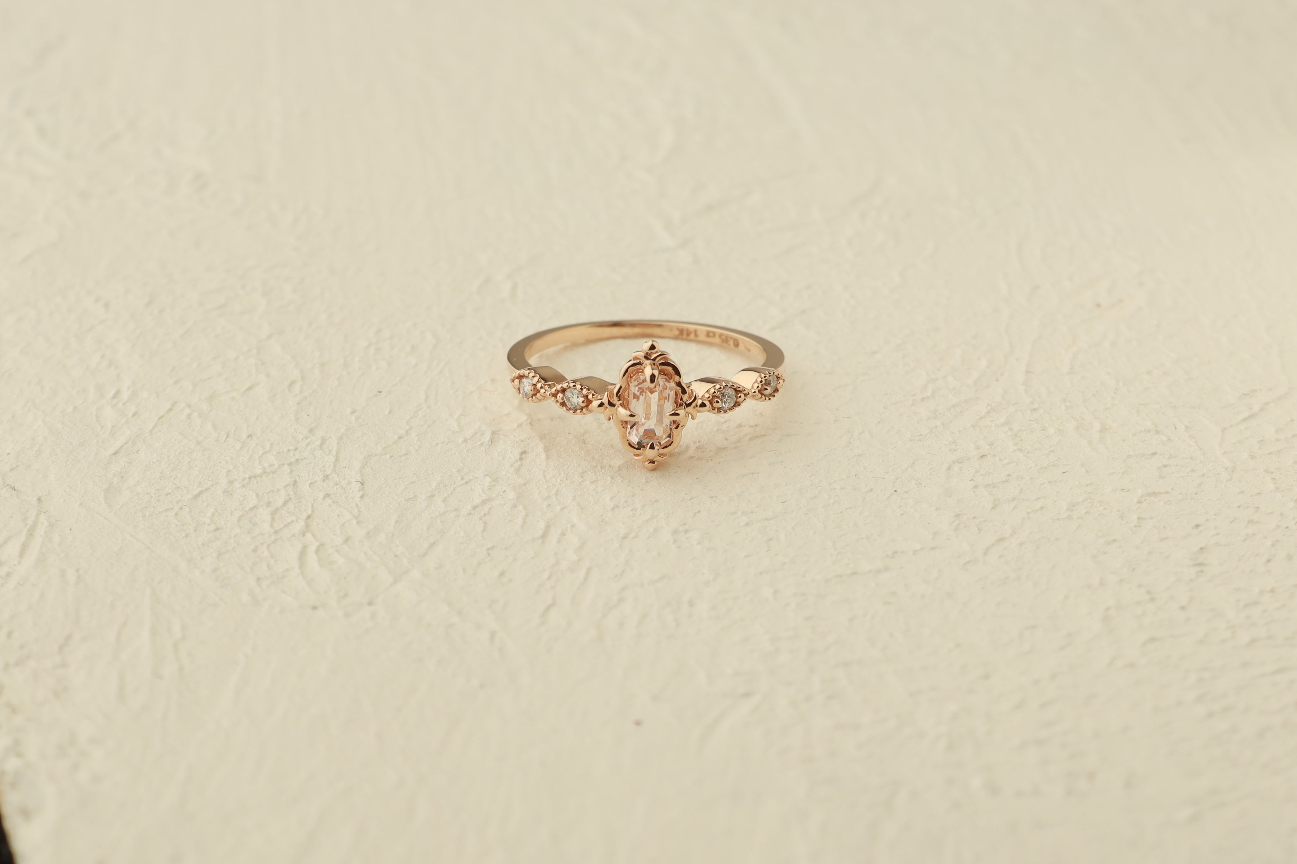 Art Deco Morganite Engagement Ring With Diamond