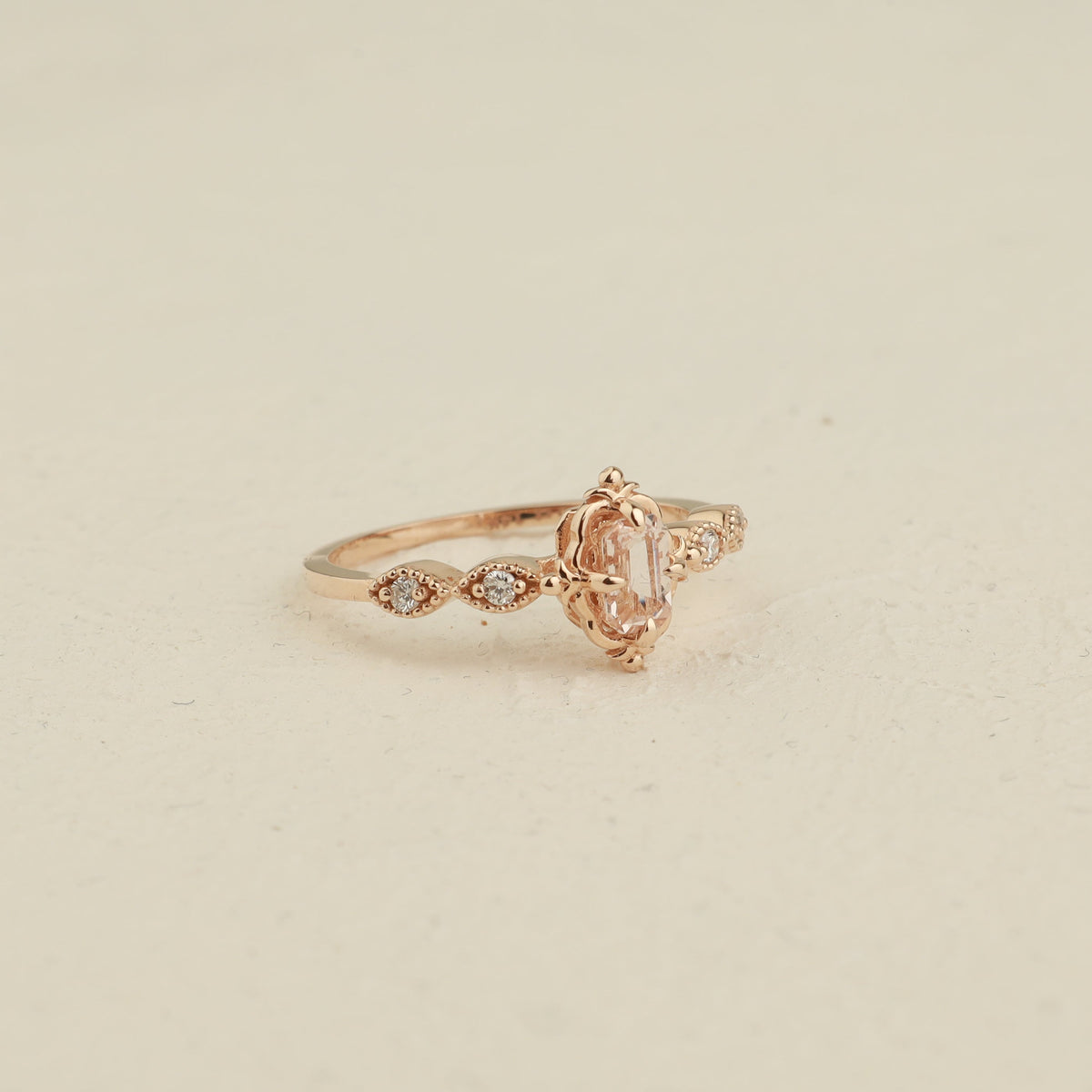 Art Deco Morganite Engagement Ring With Diamond