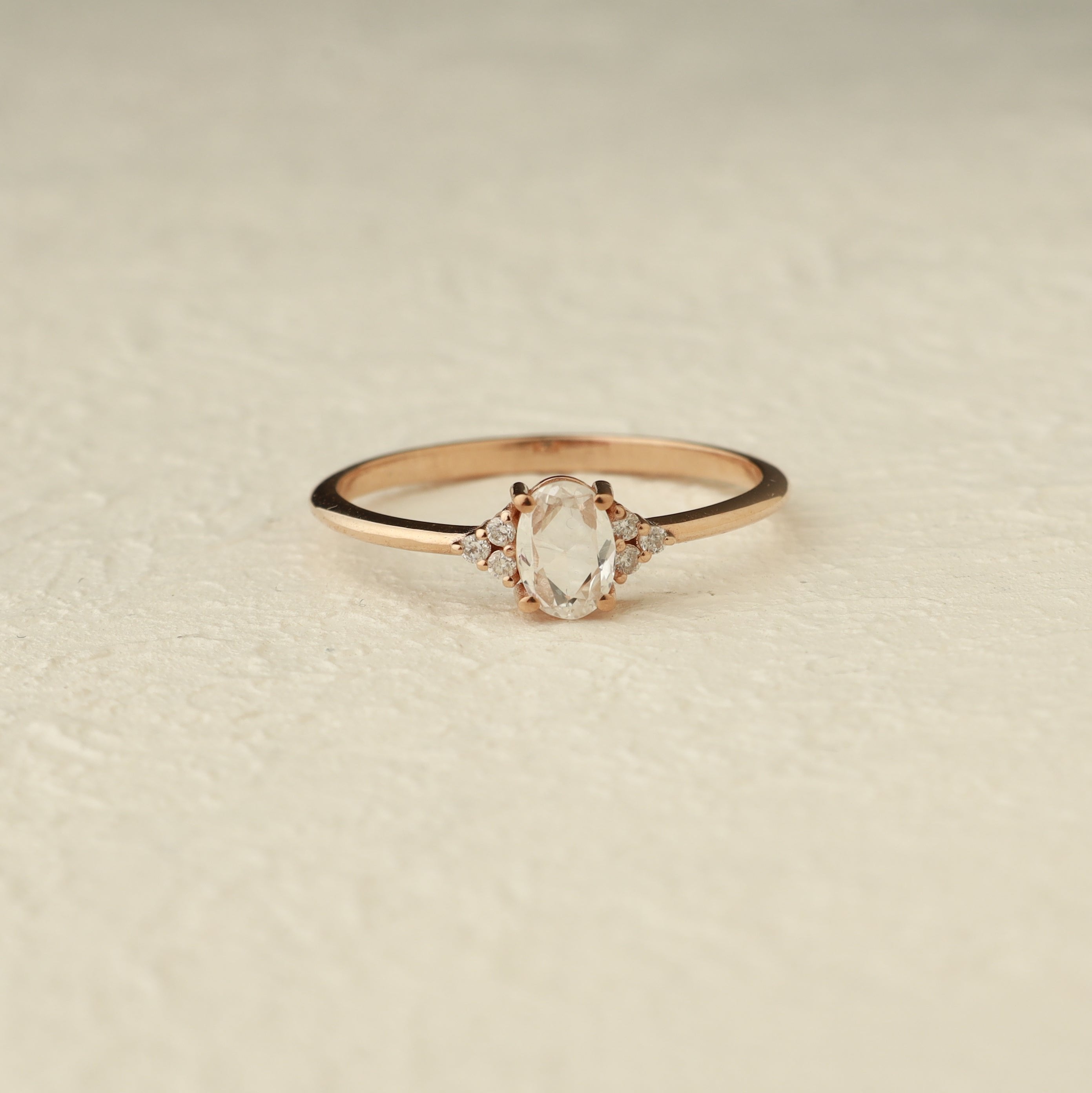 Rose Cut White Sapphire Ring With Diamond