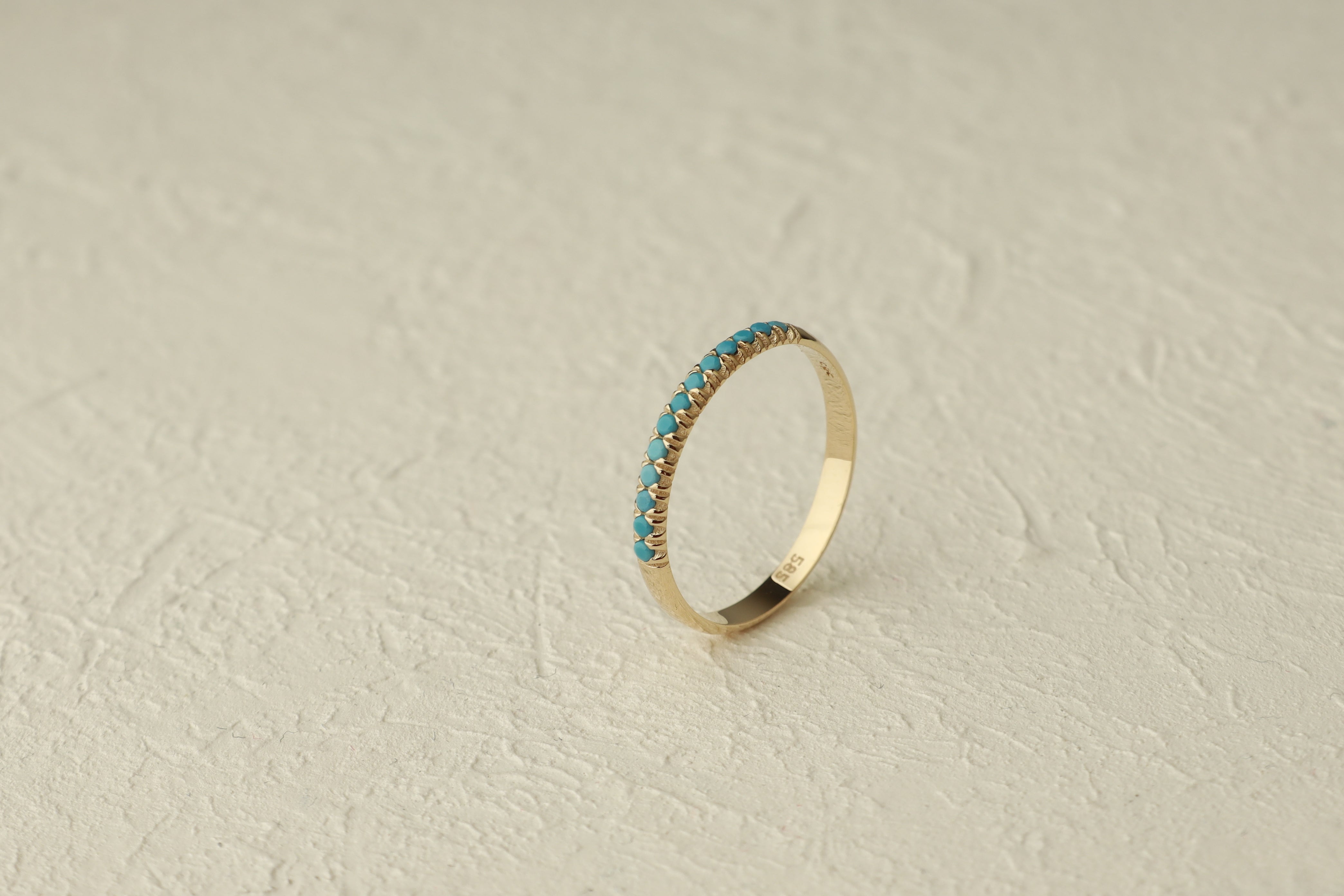Turquoise Eternity Band In 14K Solid Gold