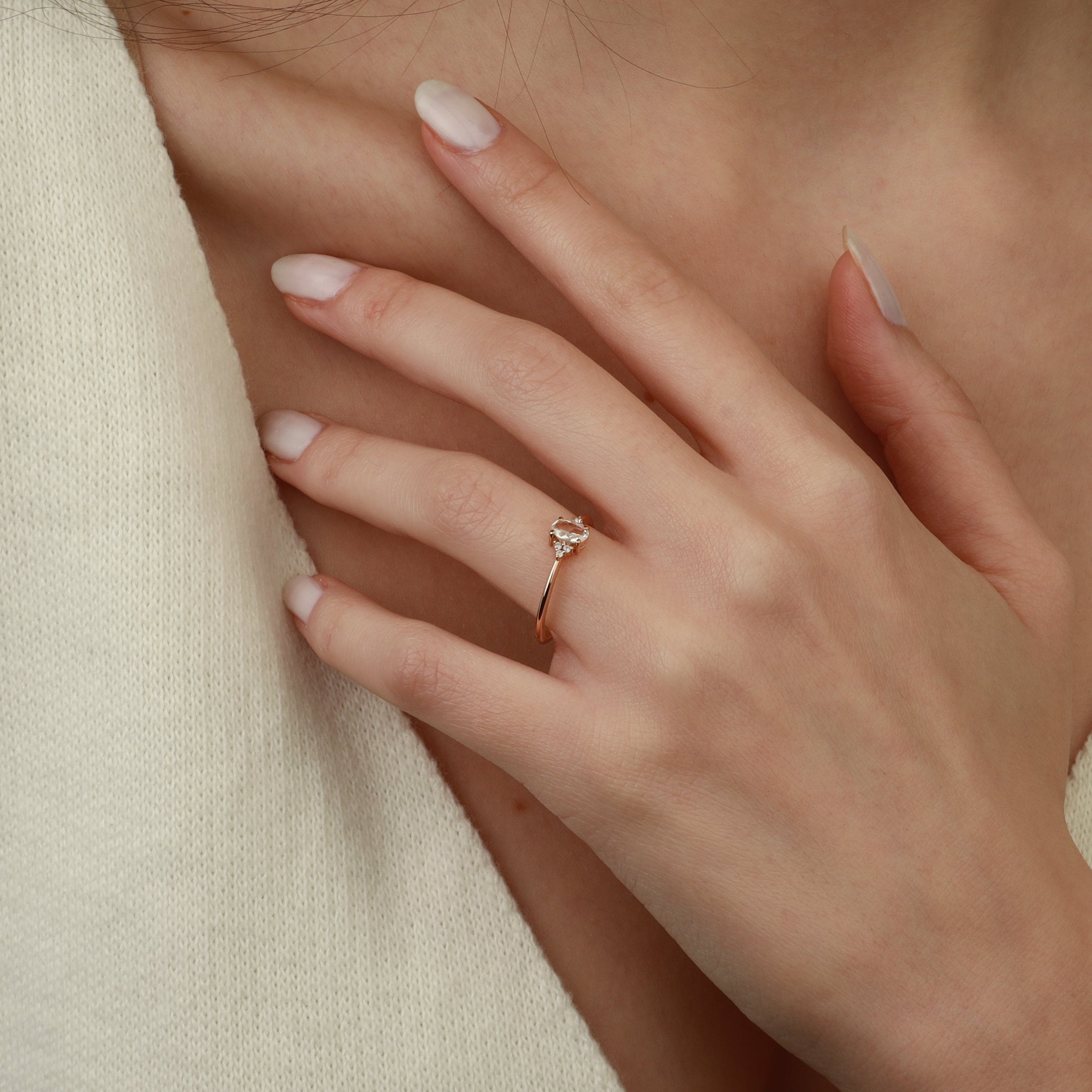 Rose Cut White Sapphire Ring With Diamond