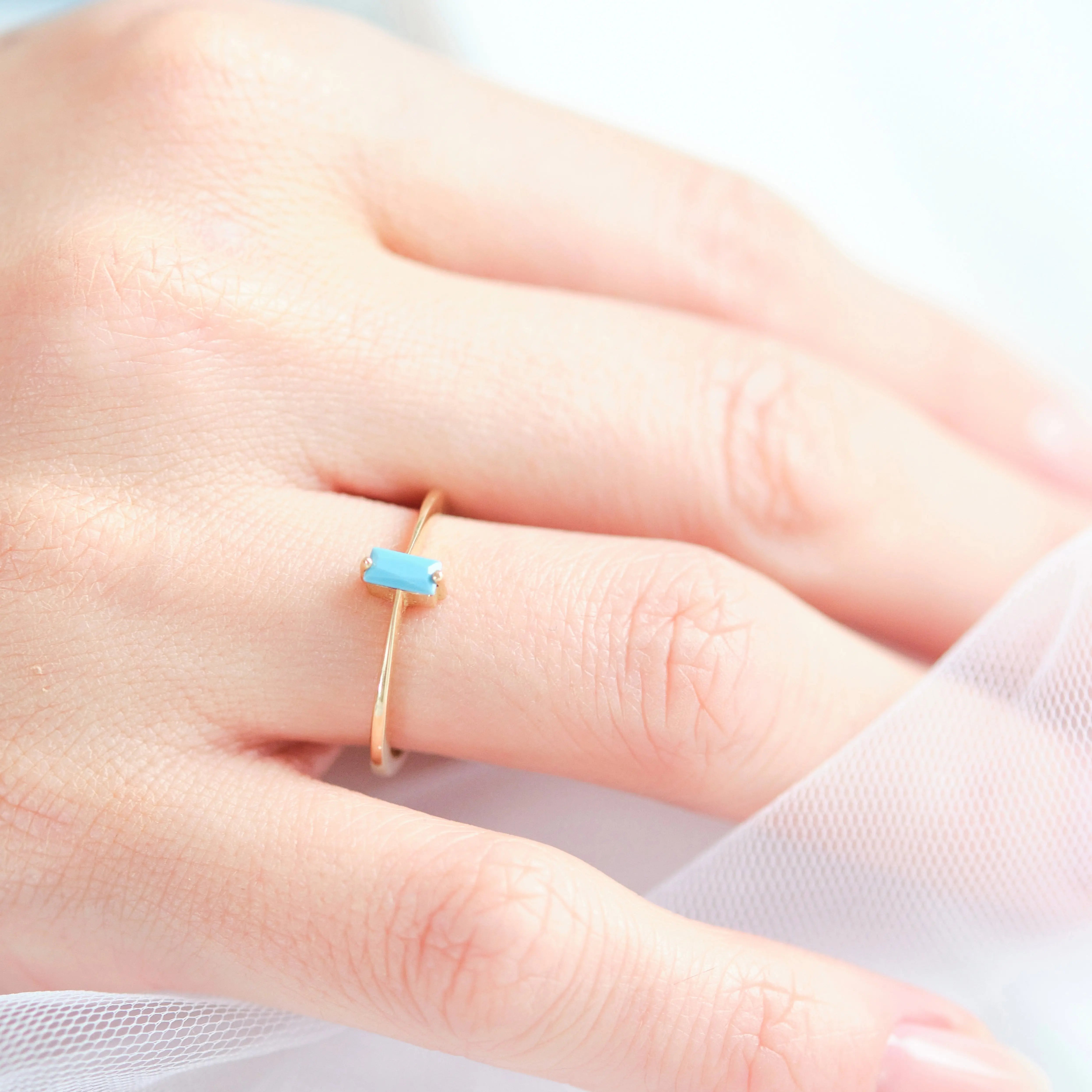 Solitaire Baguette Turquoise Ring Orizzo fine jewelry