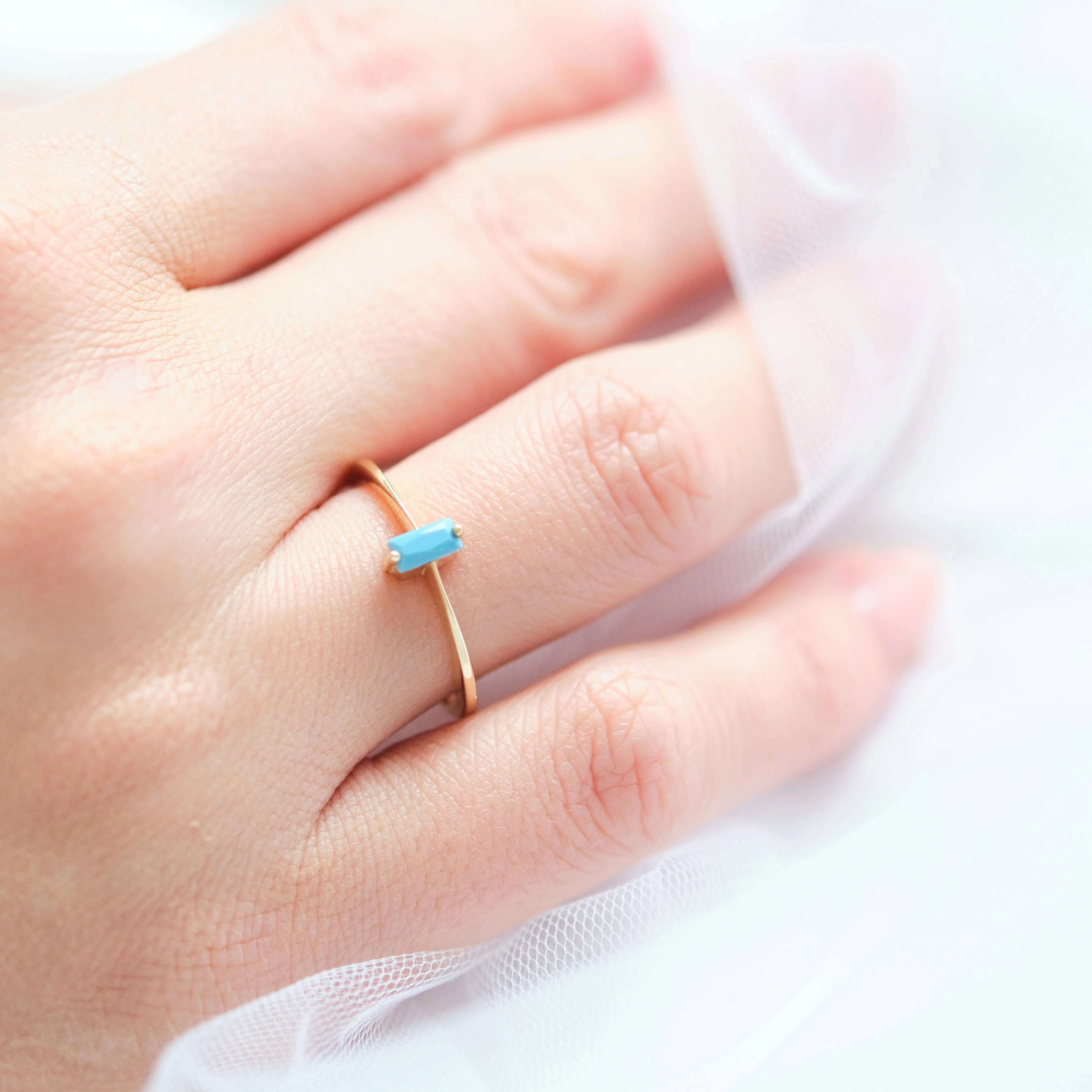 Solitaire Baguette Turquoise Ring Orizzo fine jewelry