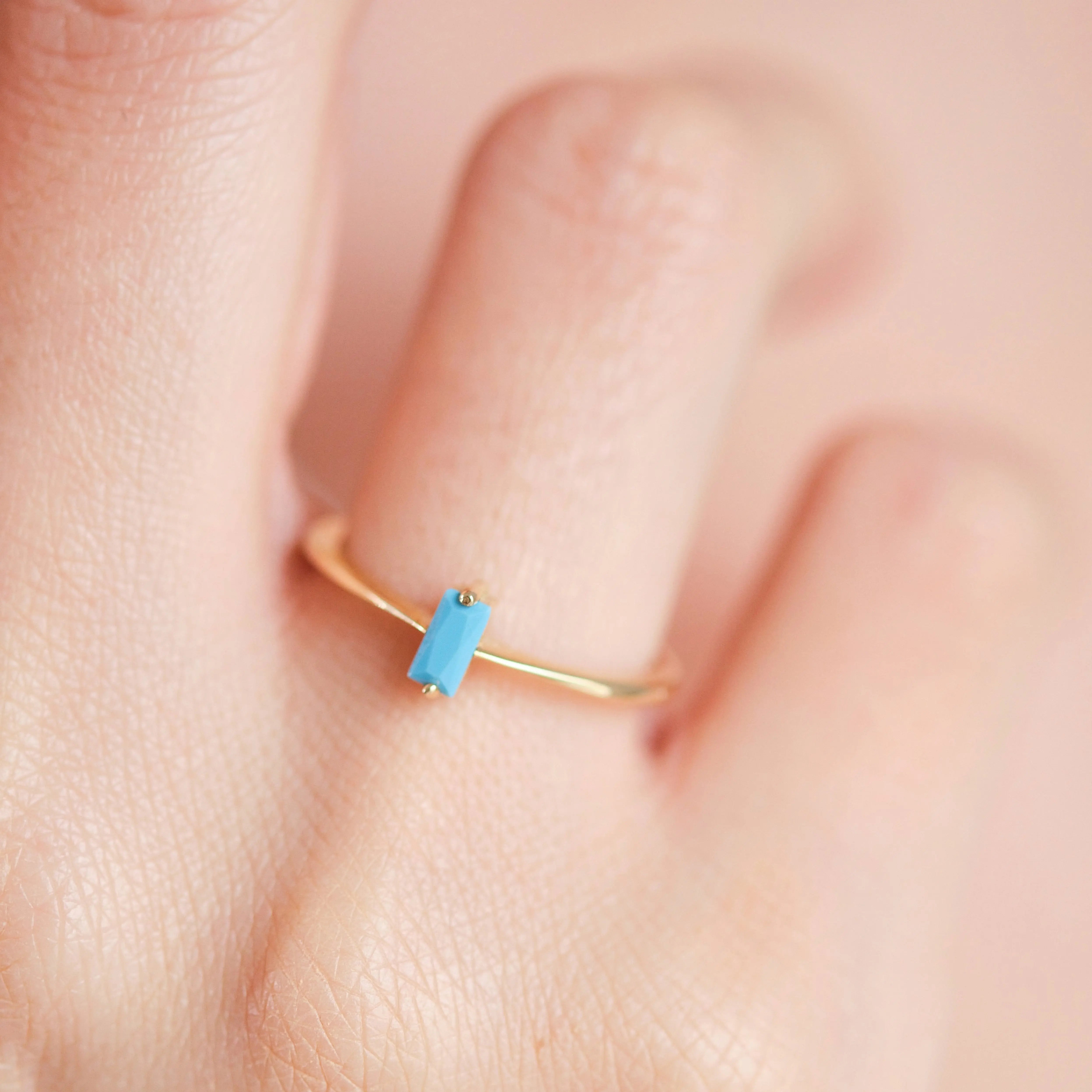 Solitaire Baguette Turquoise Ring Orizzo fine jewelry