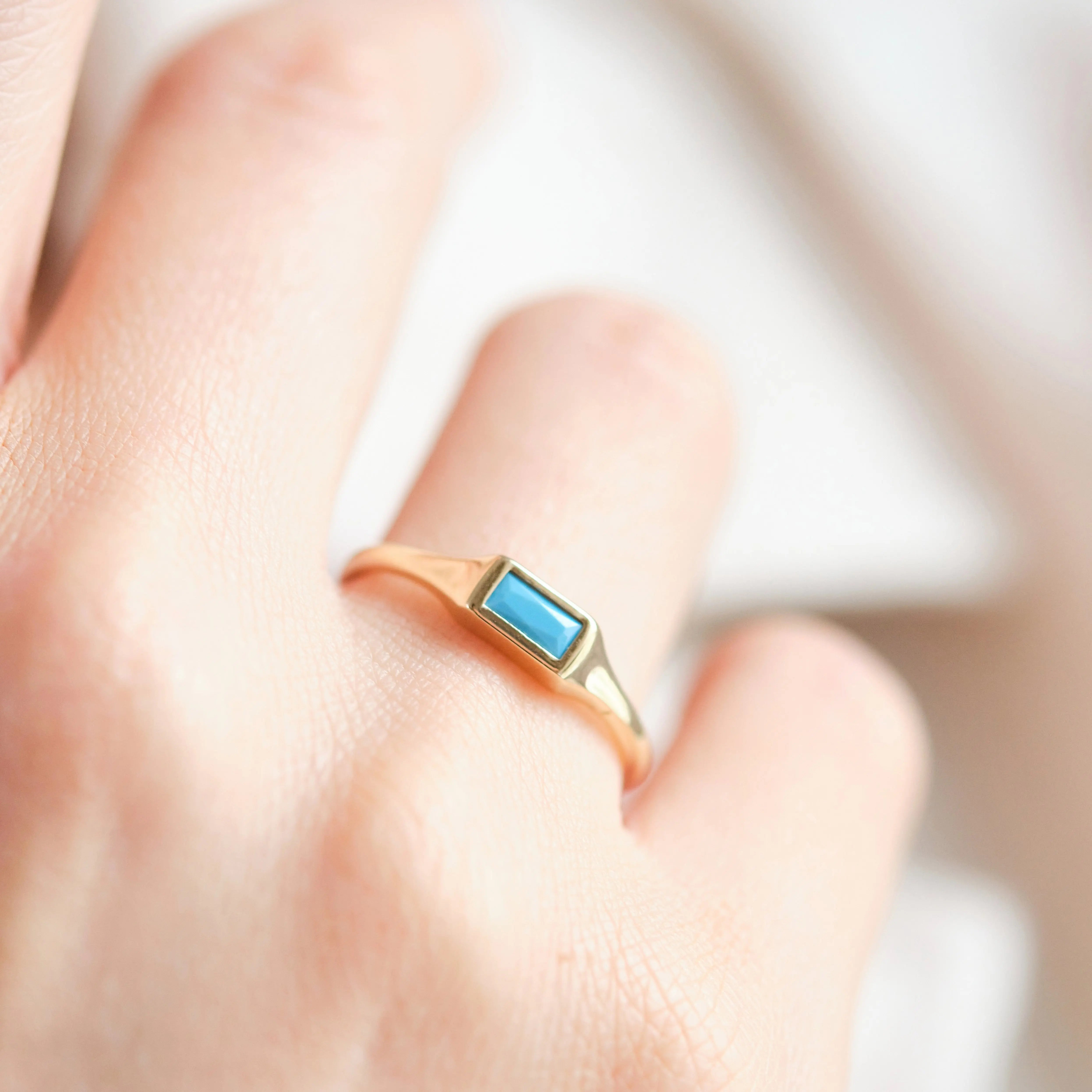 Turquoise Signet Ring In 14k Gold Orizzo fine jewelry